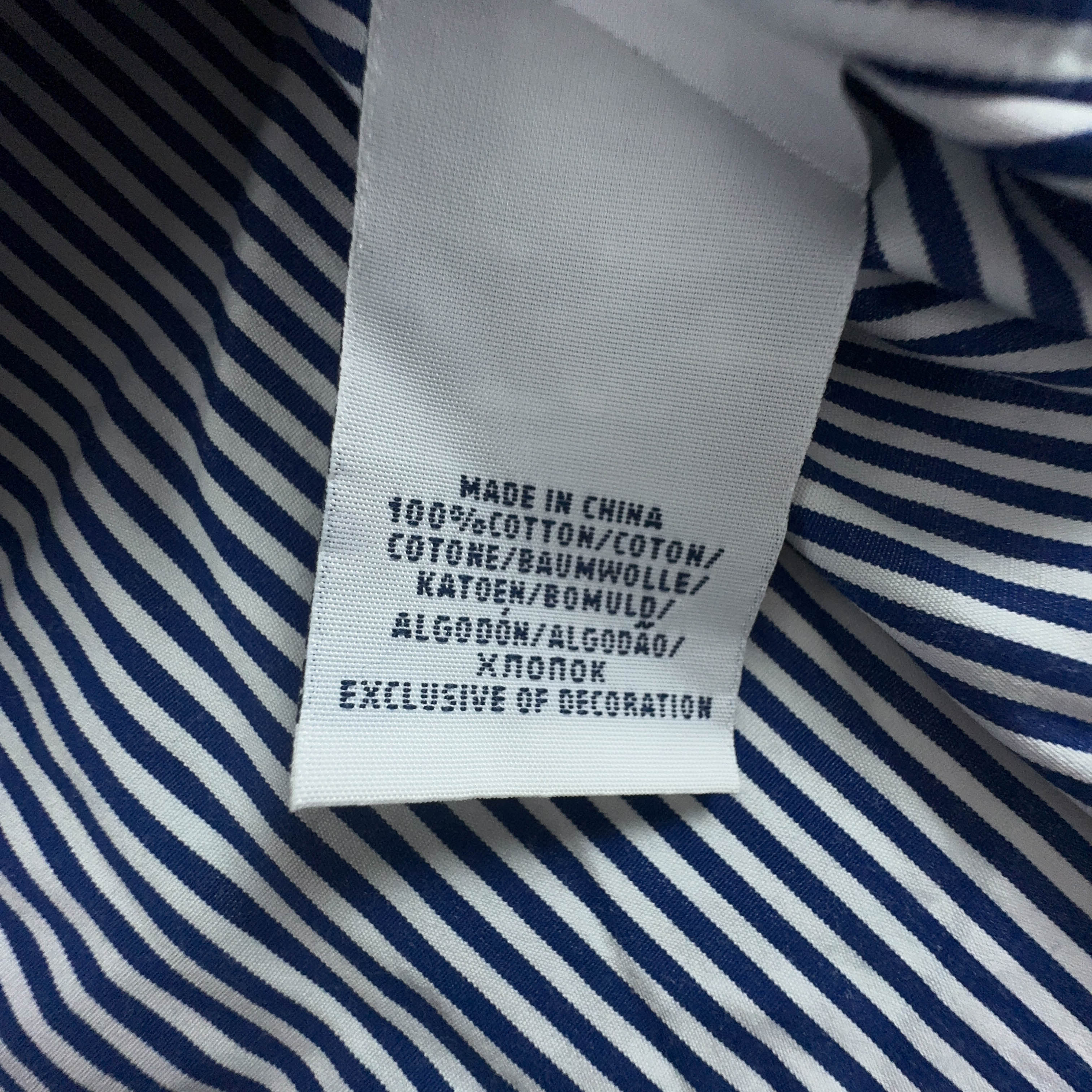 Camicia Ralph Lauren a righe blu e bianca - Taglia 14.5 uomo