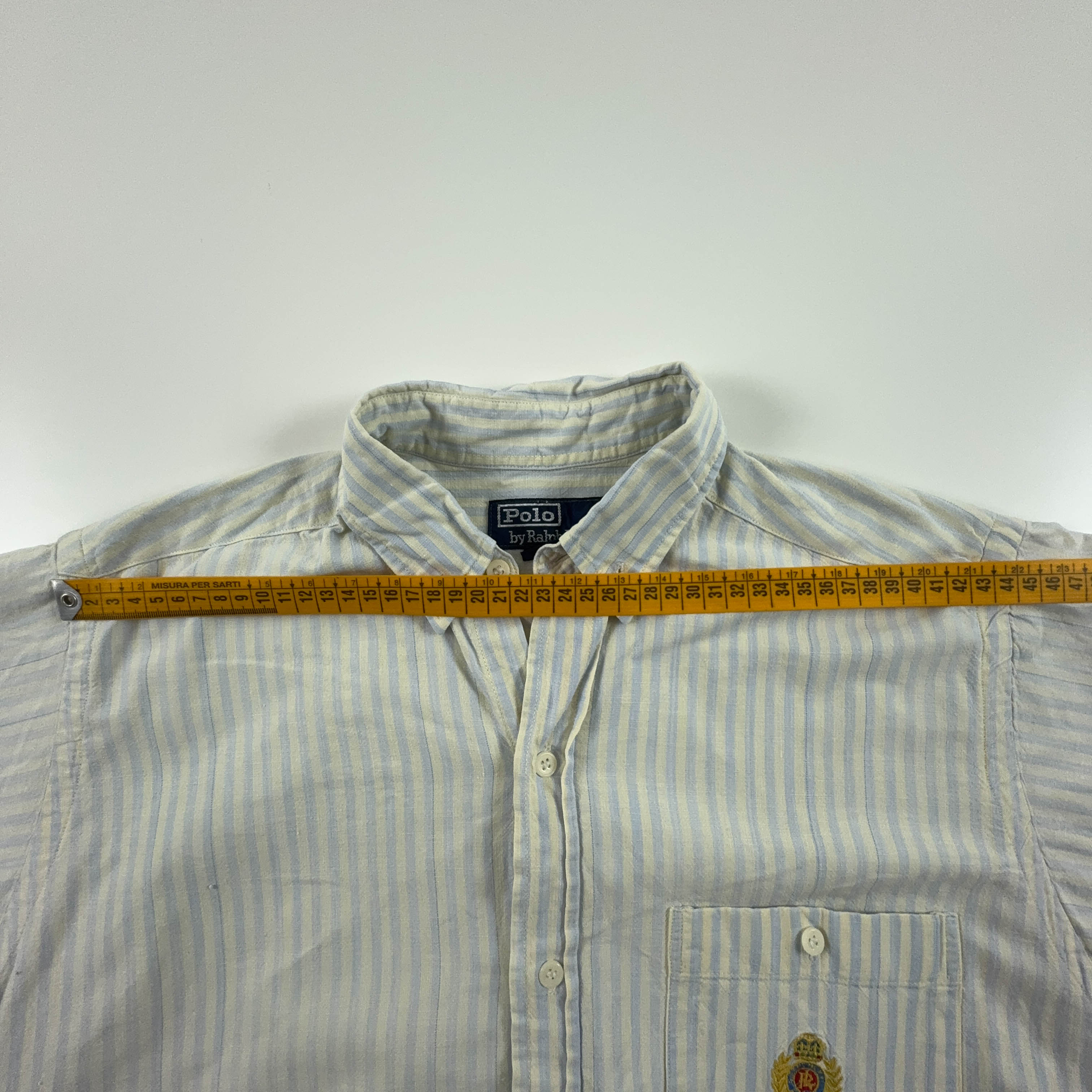 Camicia Ralph Lauren Vintage a righe beige e azzurra - Taglia M/L uomo