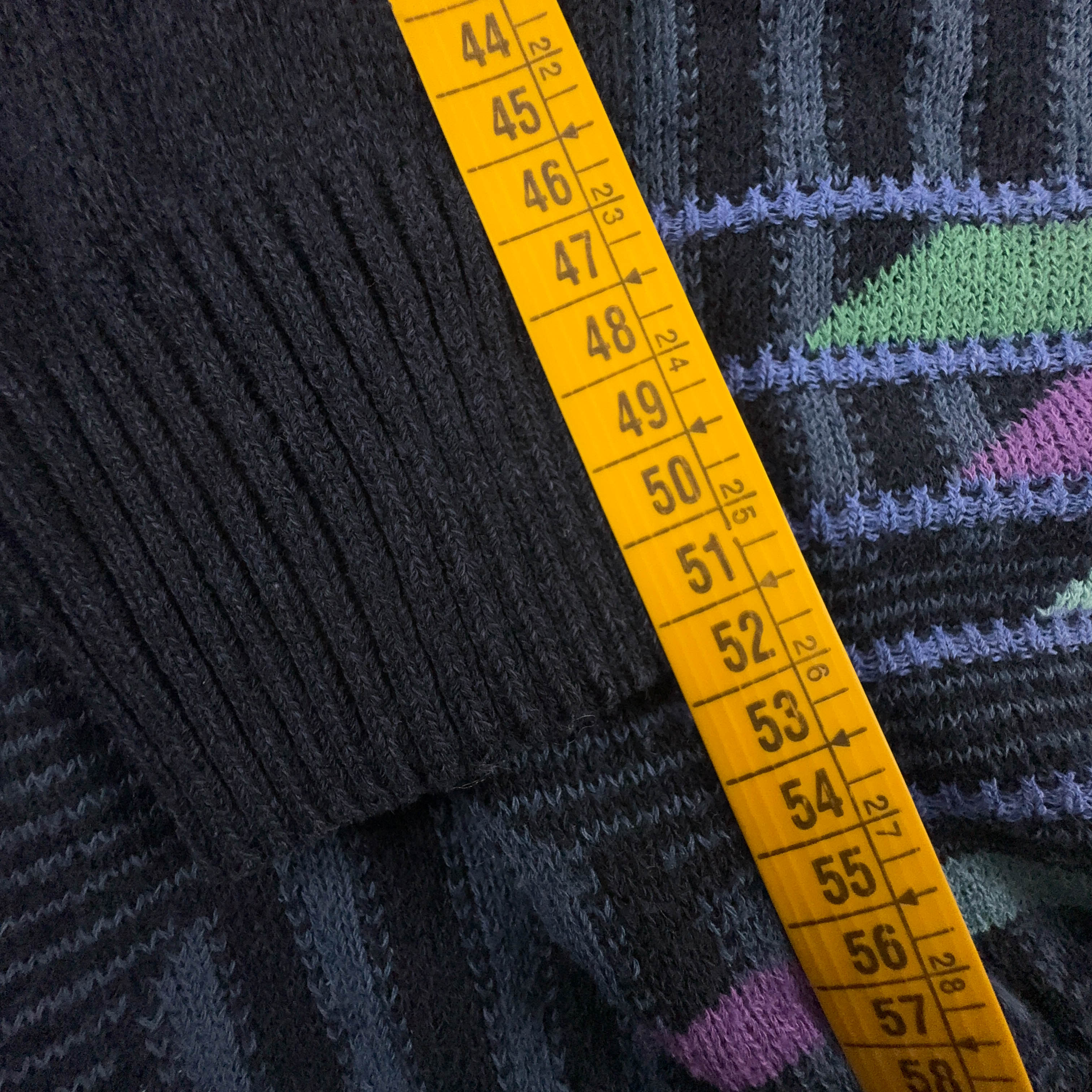 Maglione Vintage blu scuro astratto geometrico anni 80 90 - Taglia 54 uomo