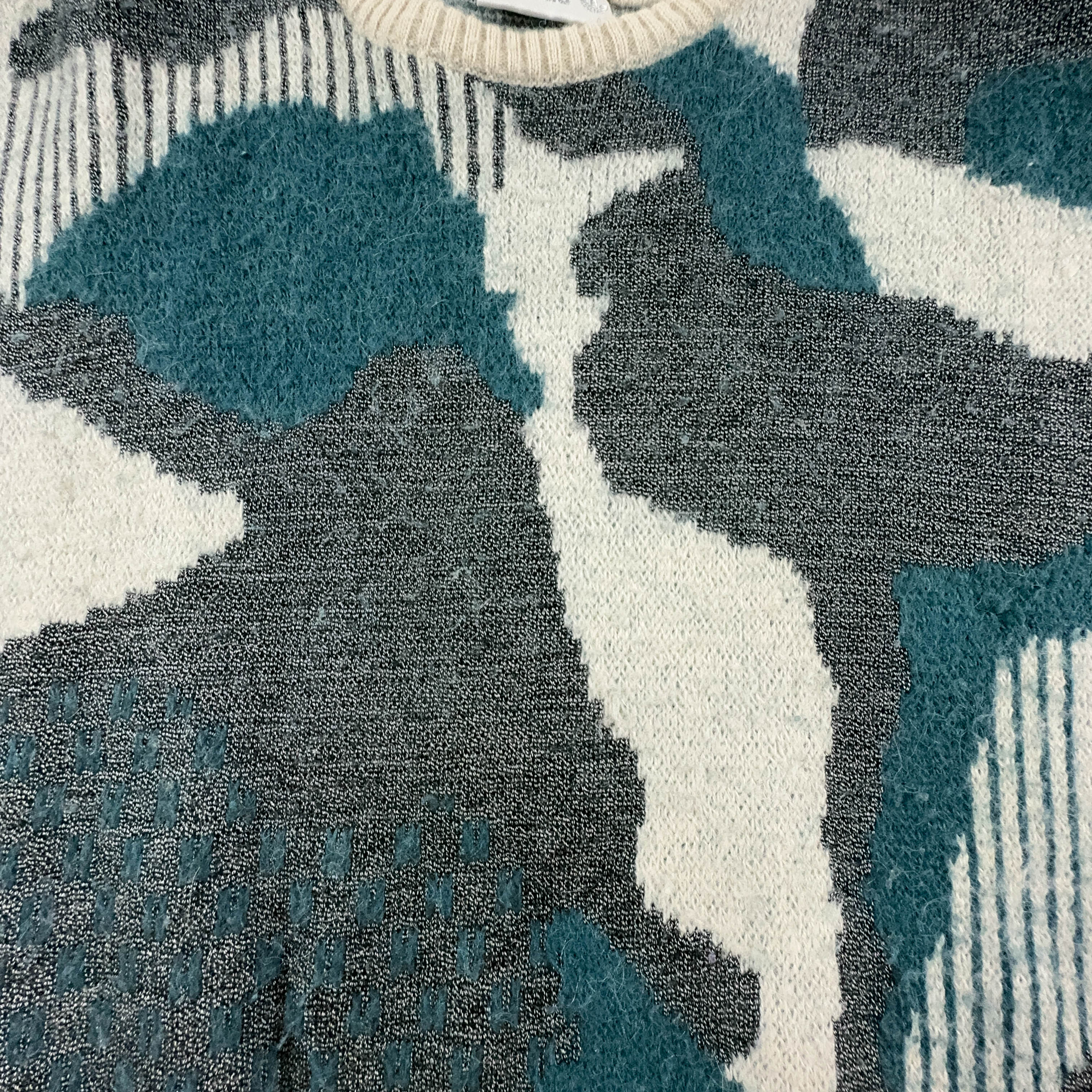 Maglione Adidas Vintage 44% lana beige e verde a girocollo - Taglia S/M donna