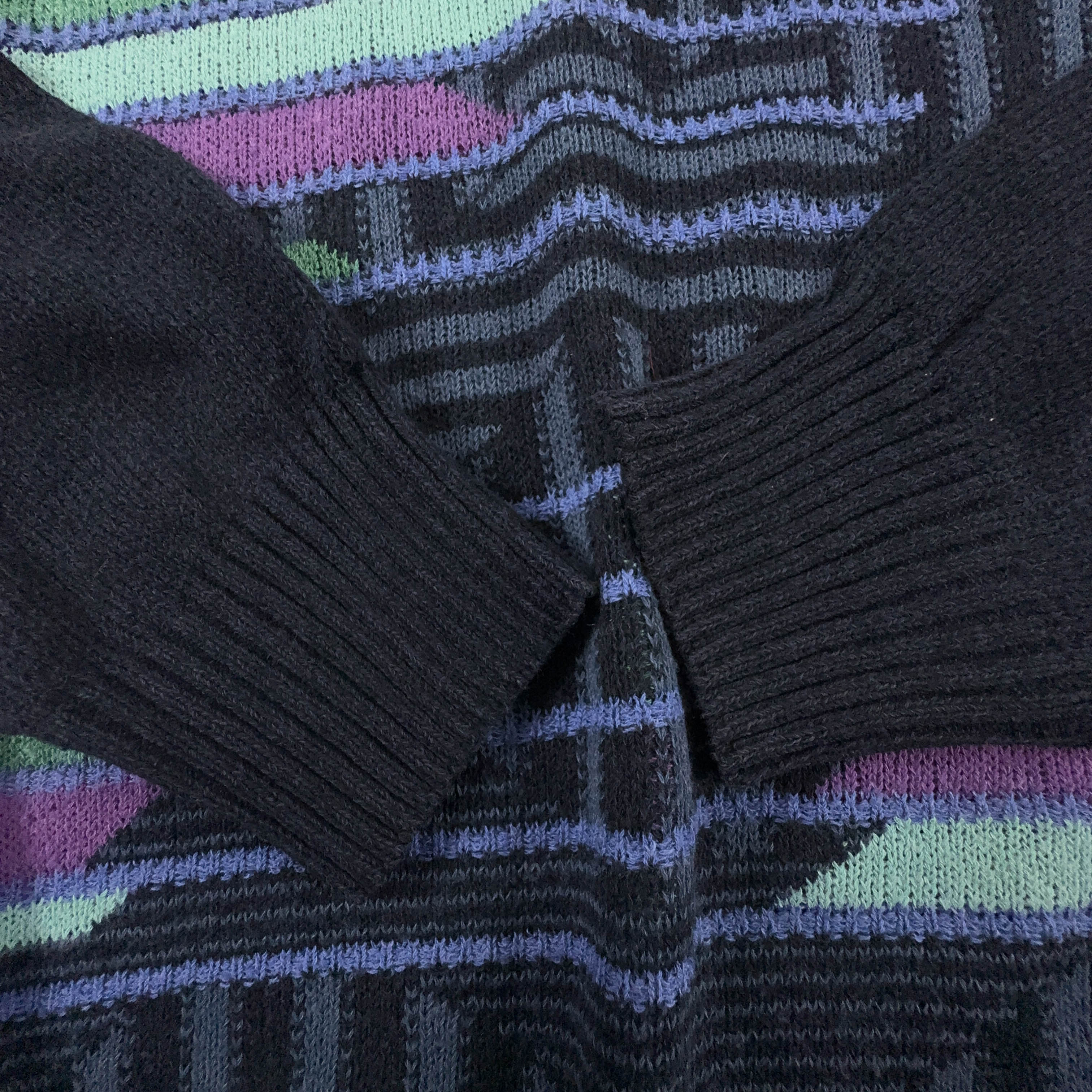 Maglione Vintage blu scuro astratto geometrico anni 80 90 - Taglia 54 uomo