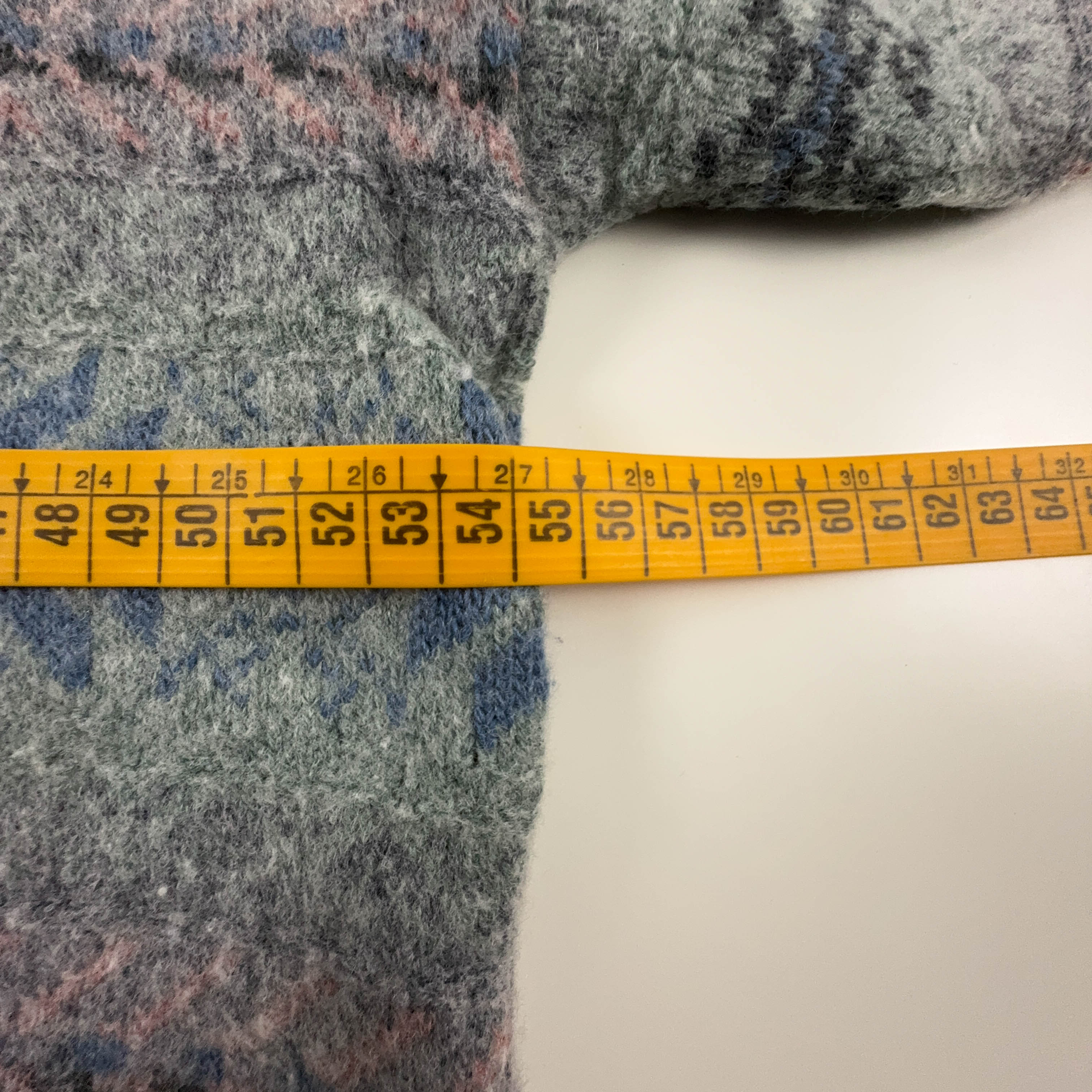 Maglione Vintage grigio verde astratto 50% lana anni 80 90 - Taglia M uomo