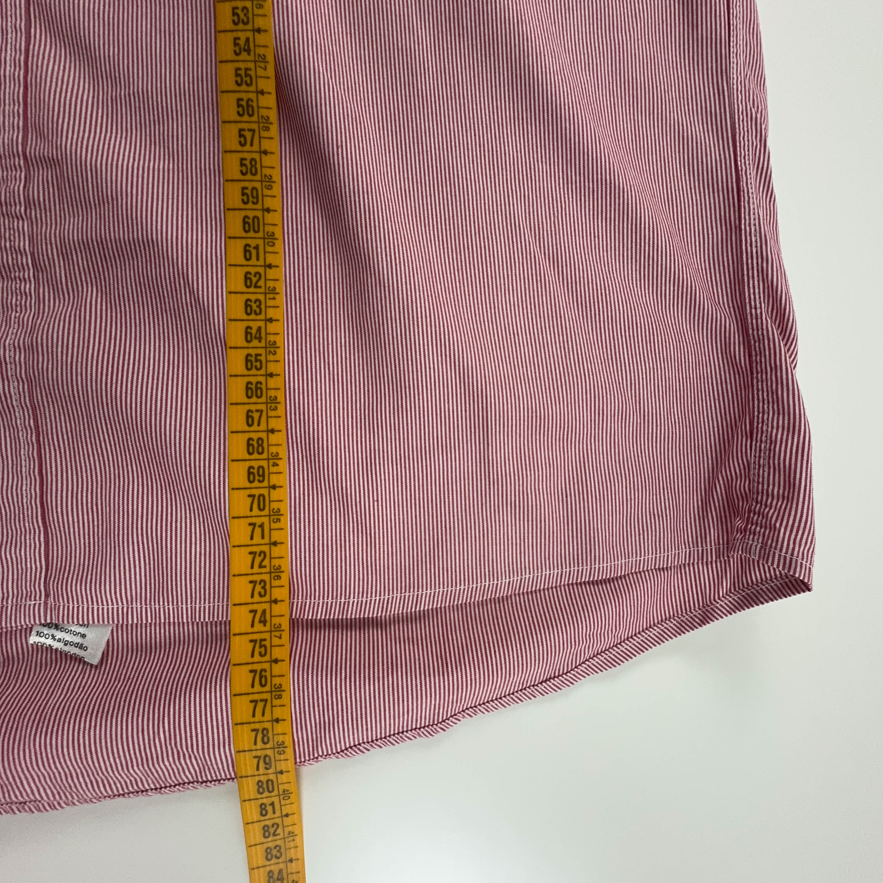 Camicia Lacoste Vintage a righe bianca e rossa - Taglia 40 uomo