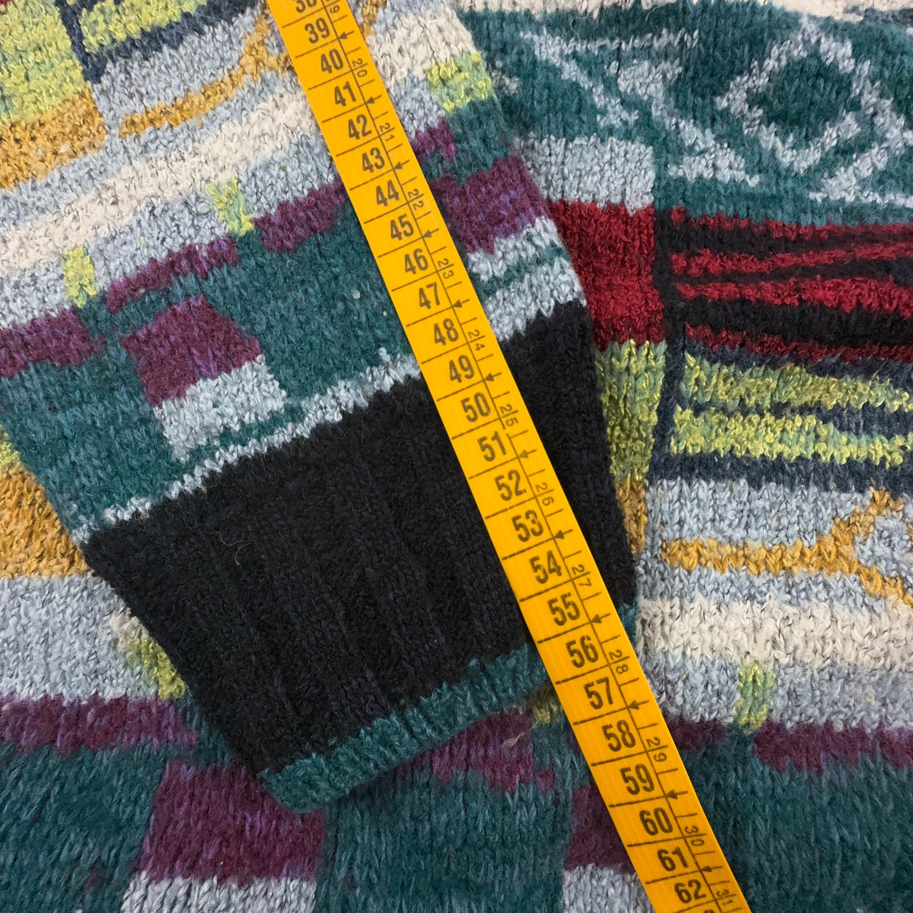 Maglione Vintage multicolore astratto 80% lana anni 80 90 - Taglia XL uomo