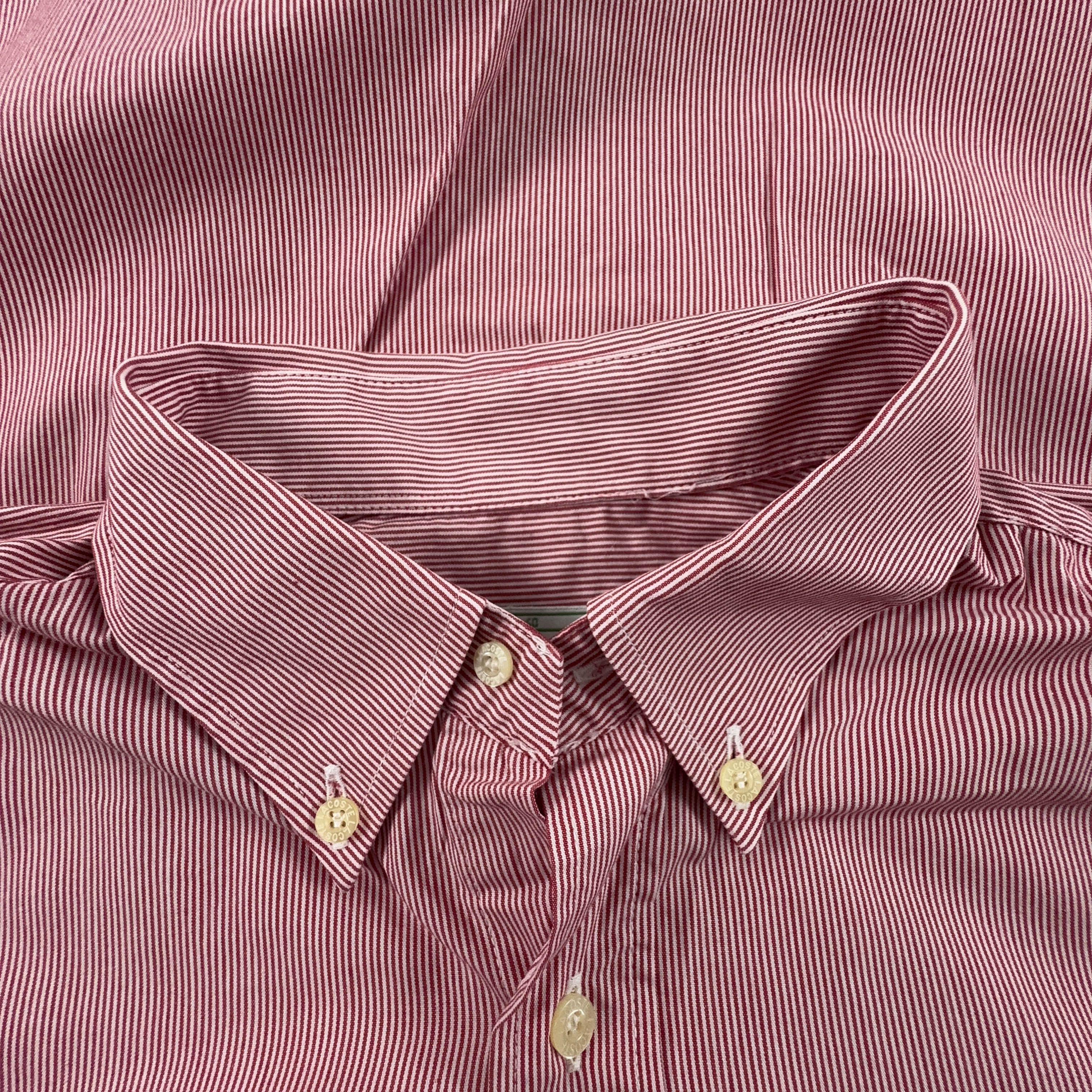 Camicia Lacoste Vintage a righe bianca e rossa - Taglia 40 uomo