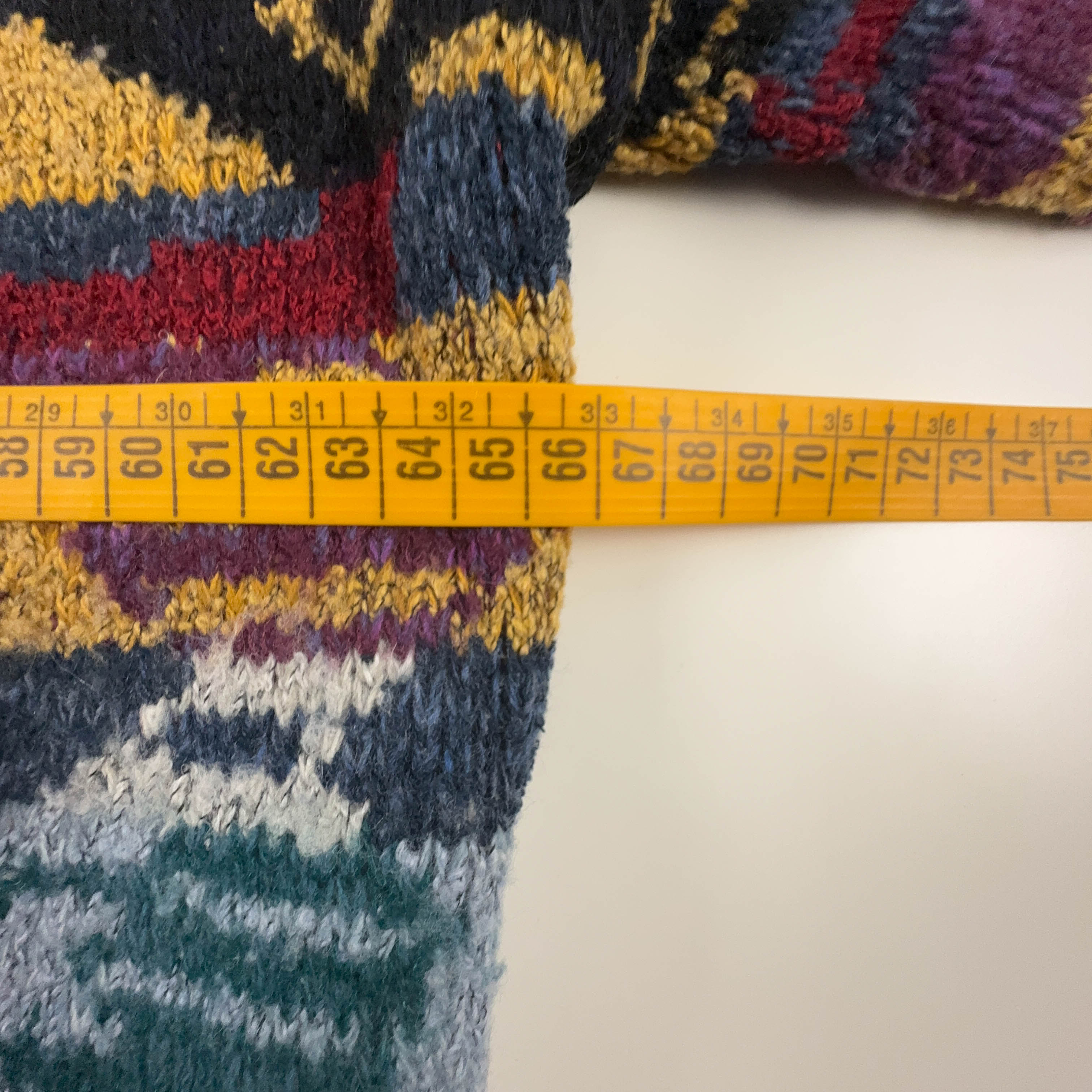 Maglione Vintage multicolore astratto 80% lana anni 80 90 - Taglia XL uomo