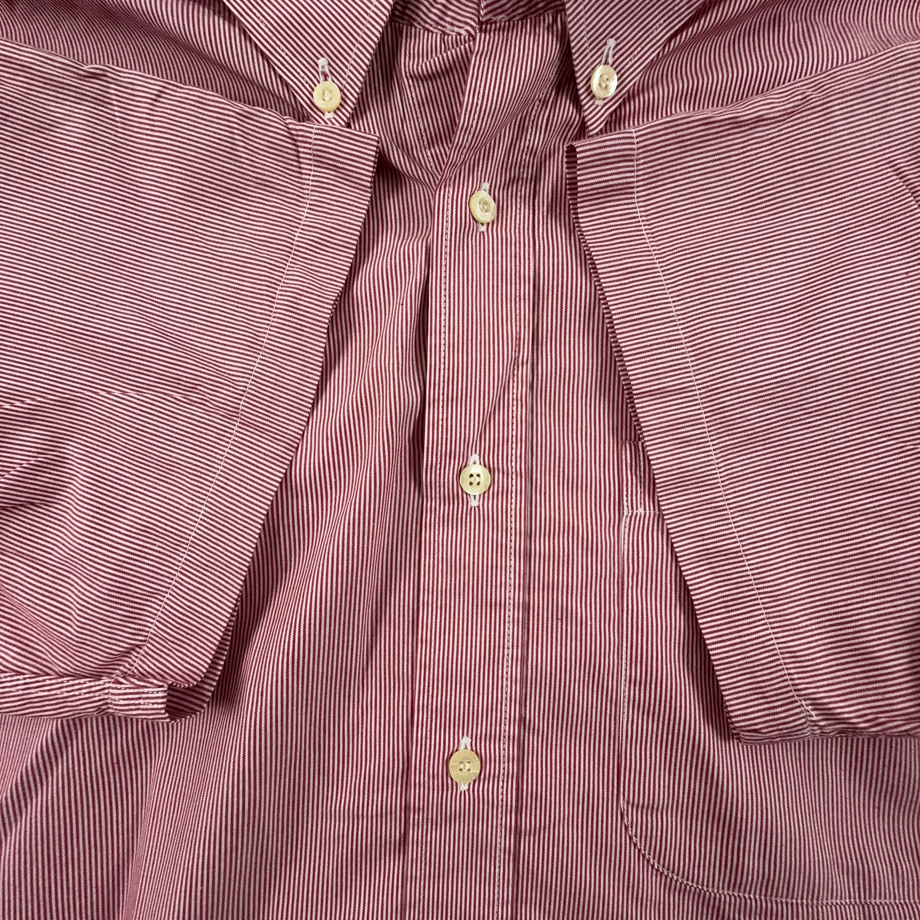 Camicia Lacoste Vintage a righe bianca e rossa - Taglia 40 uomo