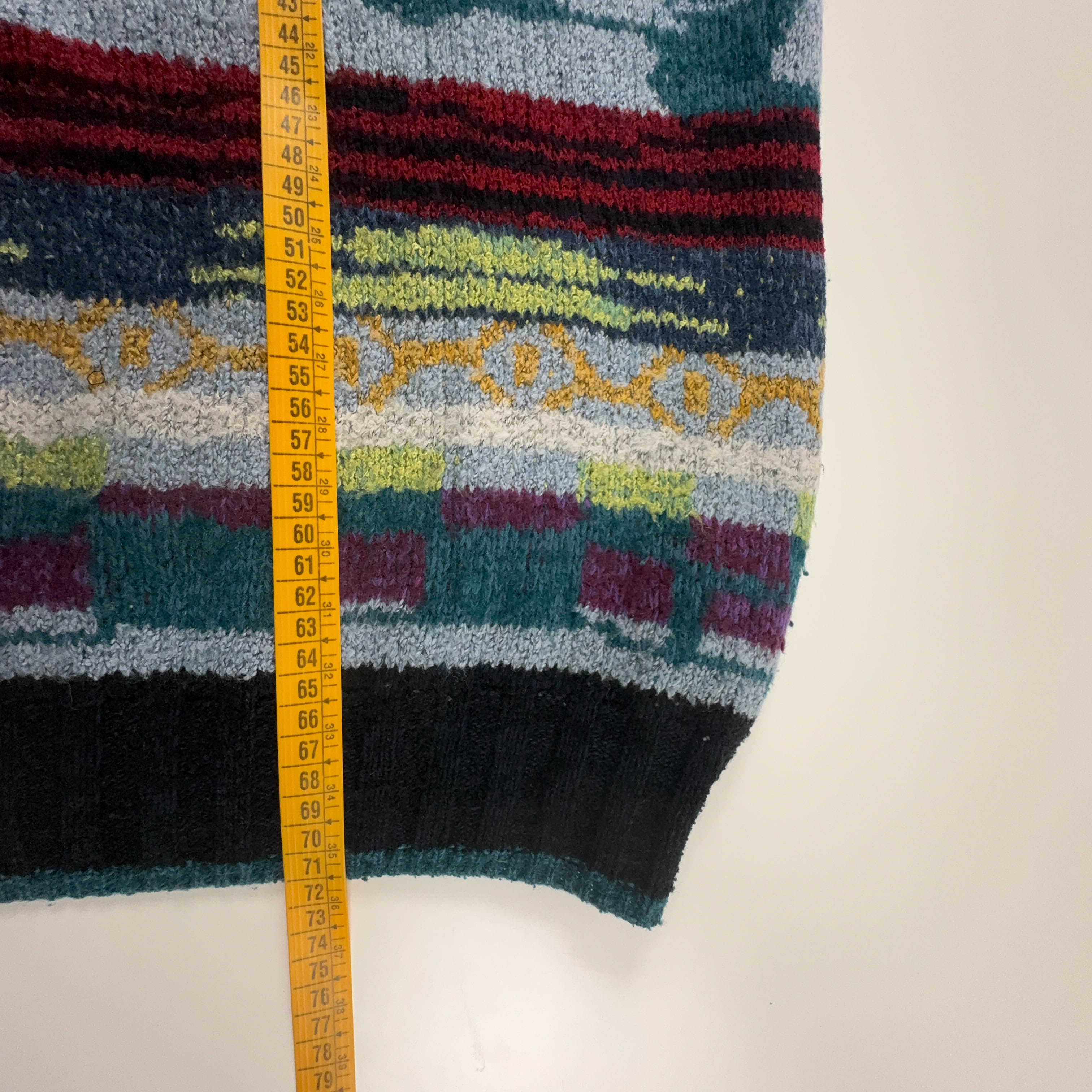 Maglione Vintage multicolore astratto 80% lana anni 80 90 - Taglia XL uomo