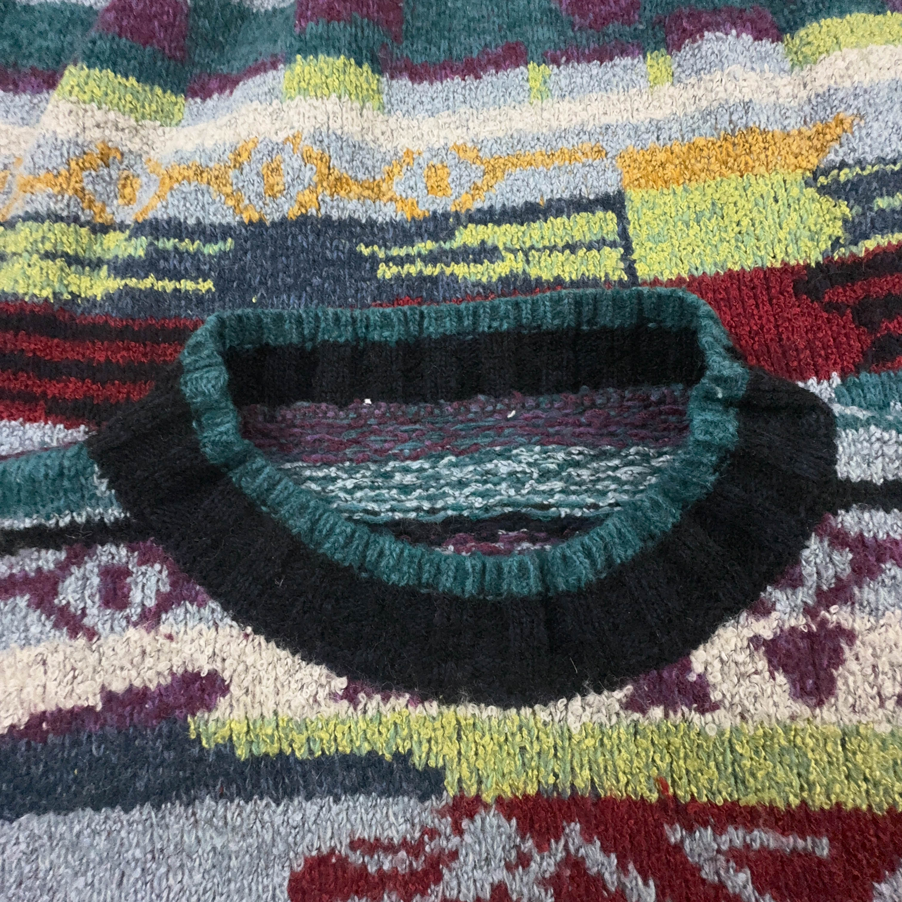 Maglione Vintage multicolore astratto 80% lana anni 80 90 - Taglia XL uomo