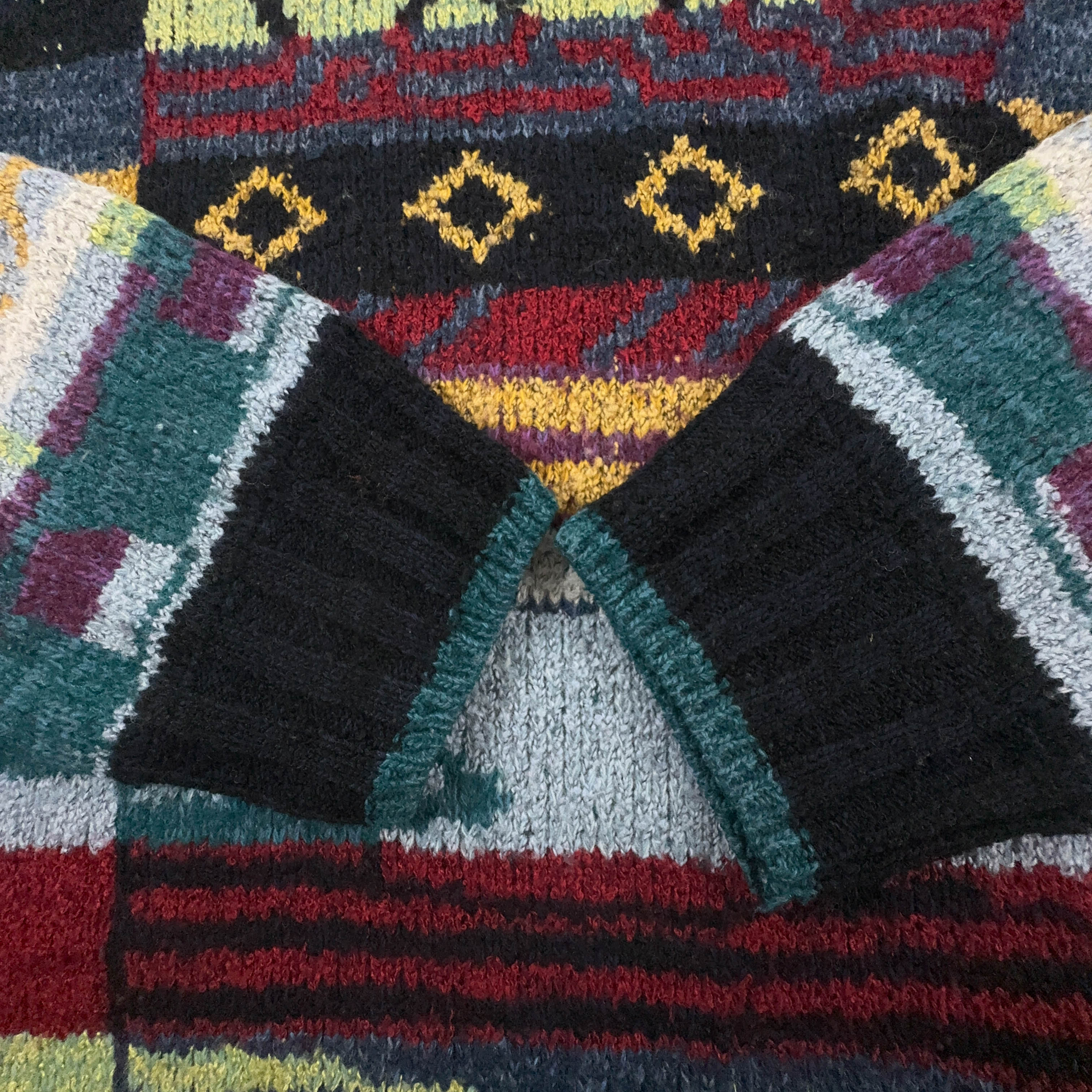 Maglione Vintage multicolore astratto 80% lana anni 80 90 - Taglia XL uomo