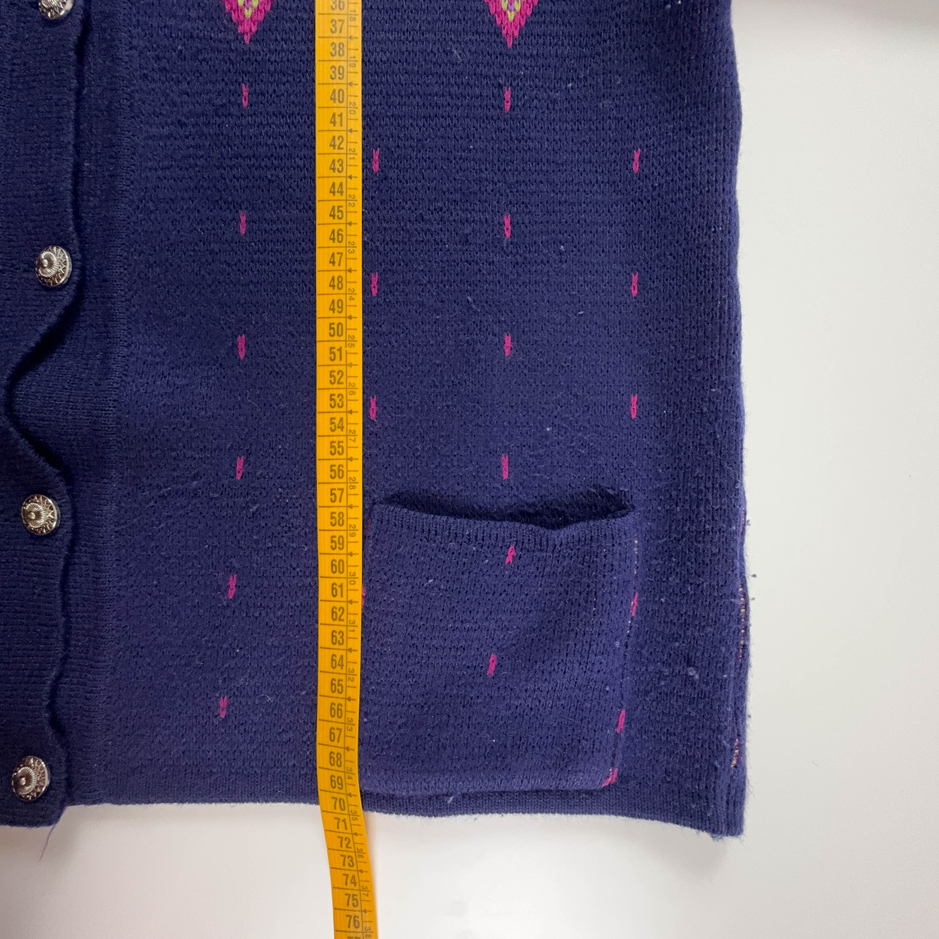 Cardigan Vintage viola e rosa a fantasia - Taglia XL donna