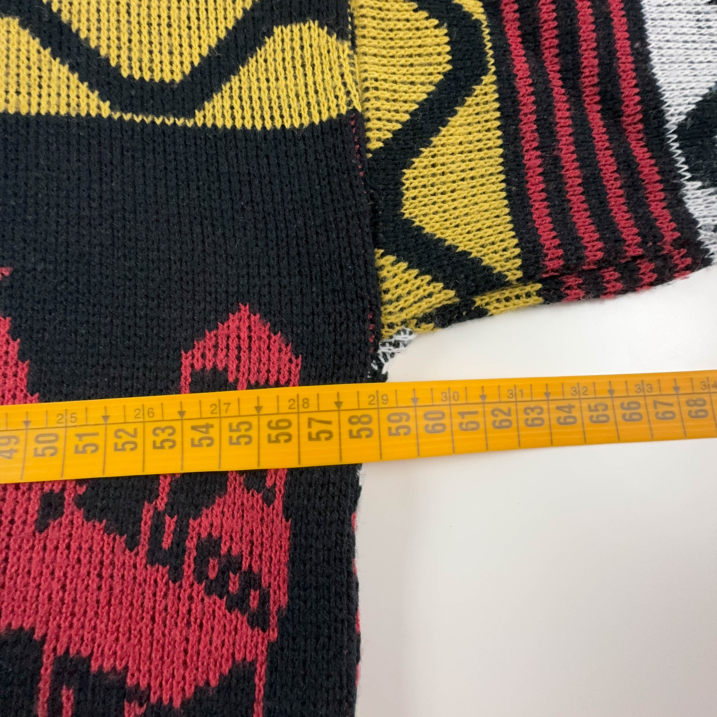 Maglione Vintage nero e rosso a girocollo a fantasia - Taglia L uomo