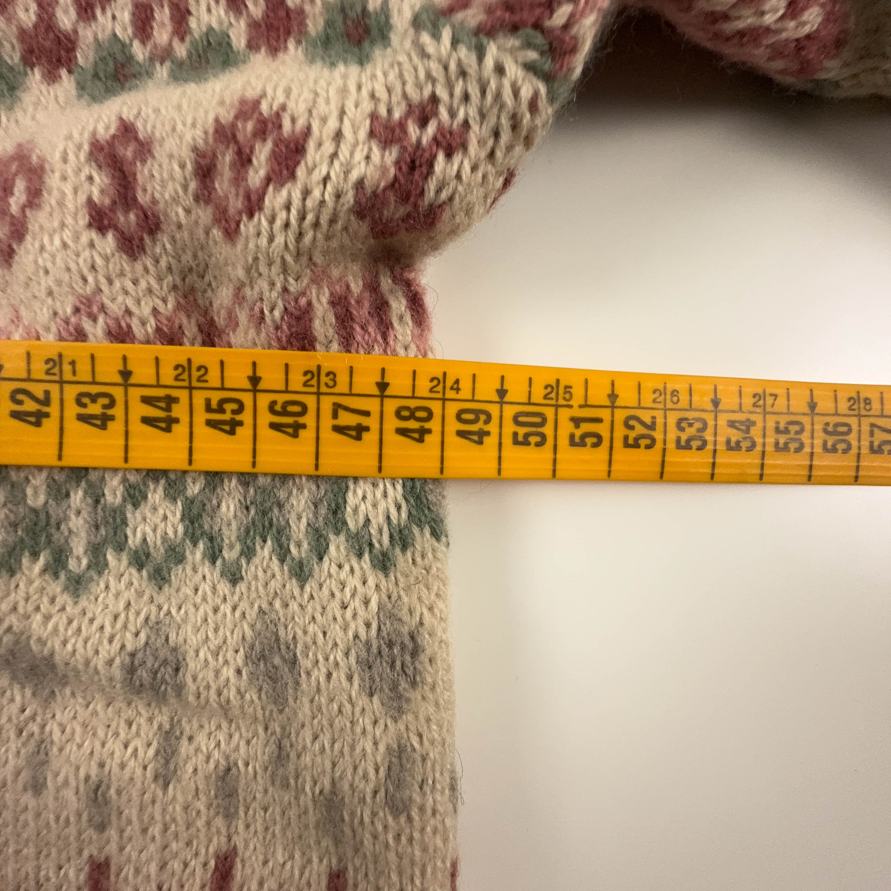 Maglione Vintage beige astratto girocollo misto lana anni 80 90 - Taglia S/M uomo