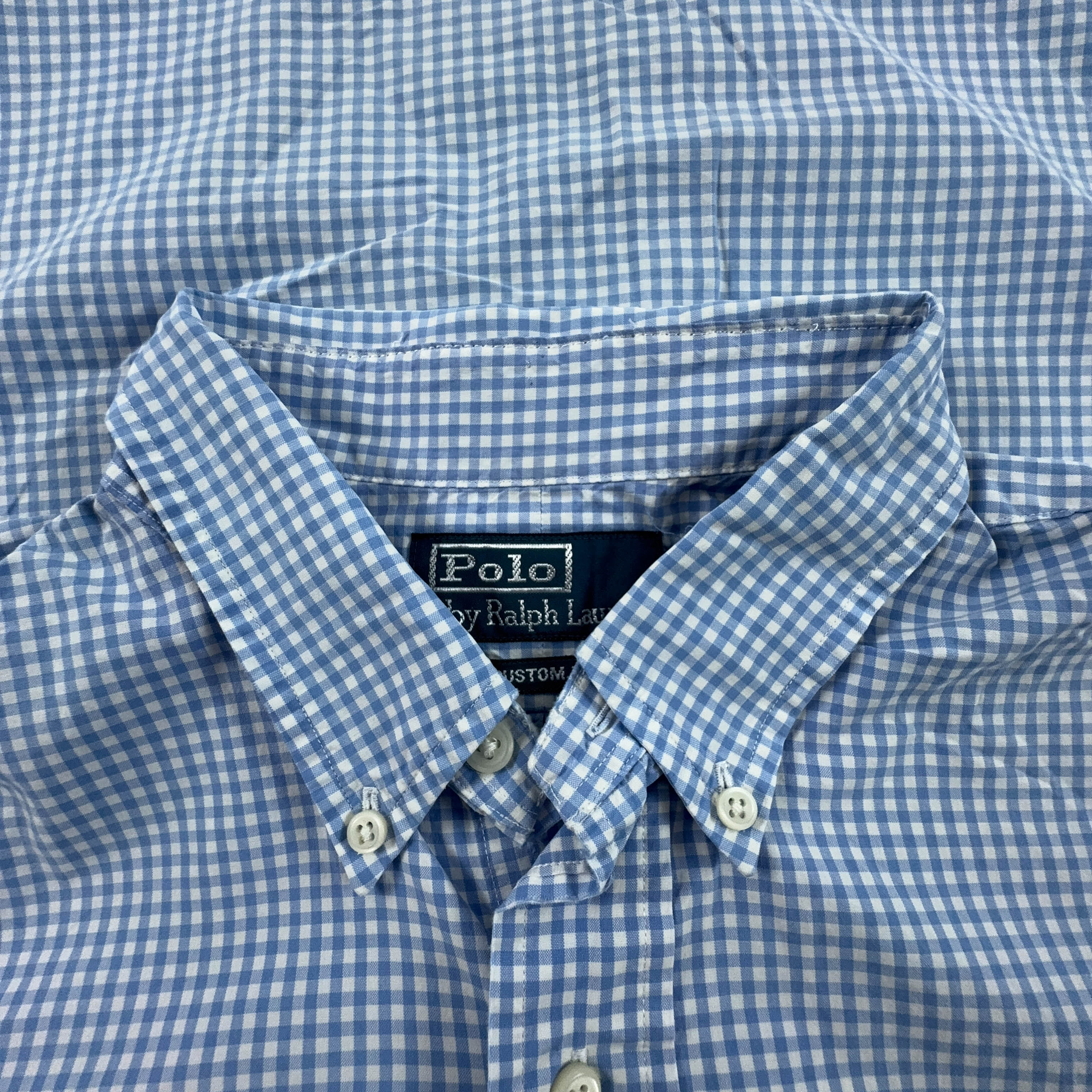Camicia Ralph Lauren a quadri bianca e azzurra custom fit - Taglia M/L uomo