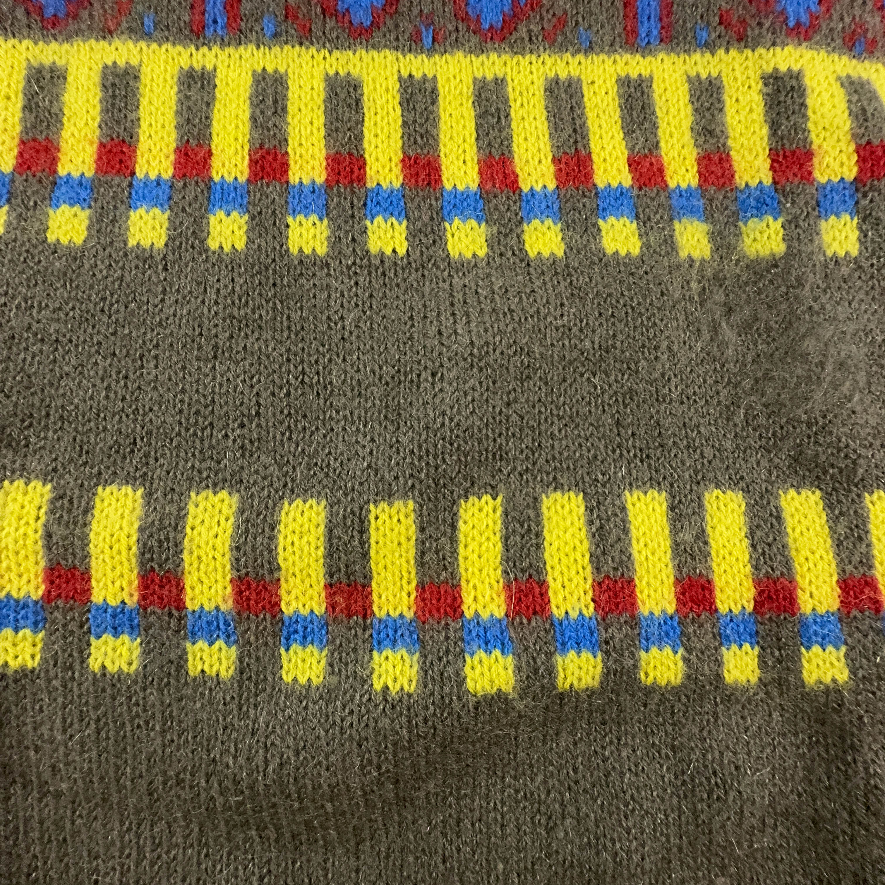 Maglione Stefanel Vintage 80% lana e mohair verde e giallo a righe e fantasia - Taglia L uomo