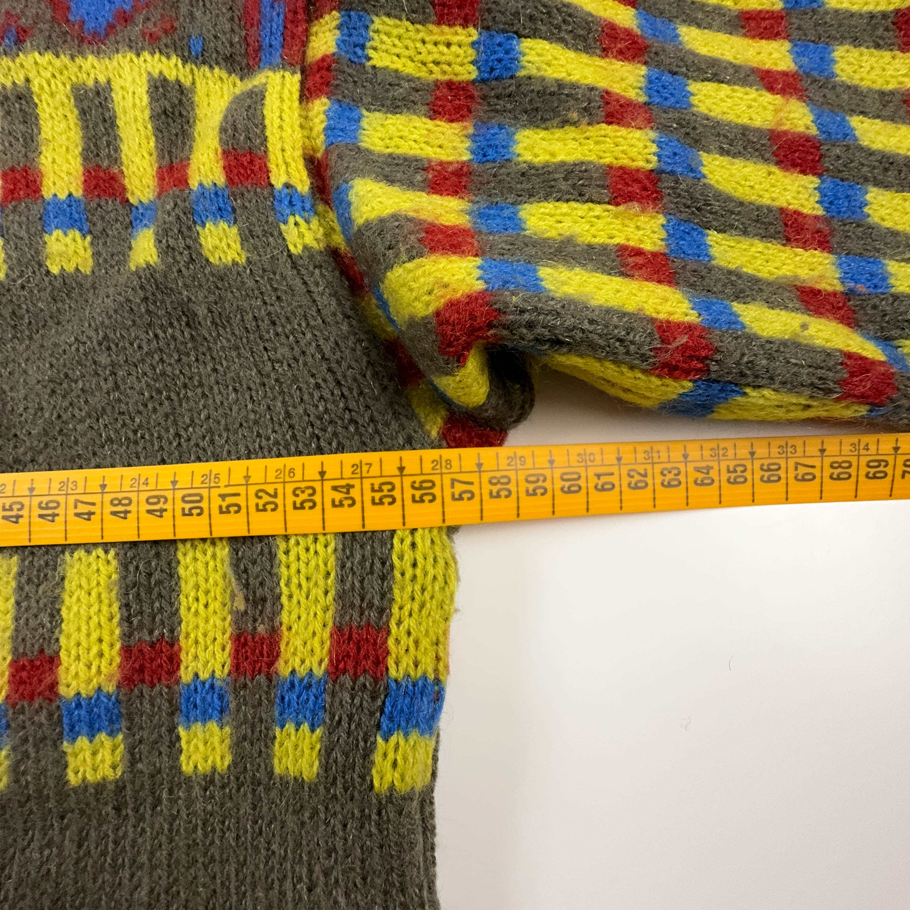 Maglione Stefanel Vintage 80% lana e mohair verde e giallo a righe e fantasia - Taglia L uomo