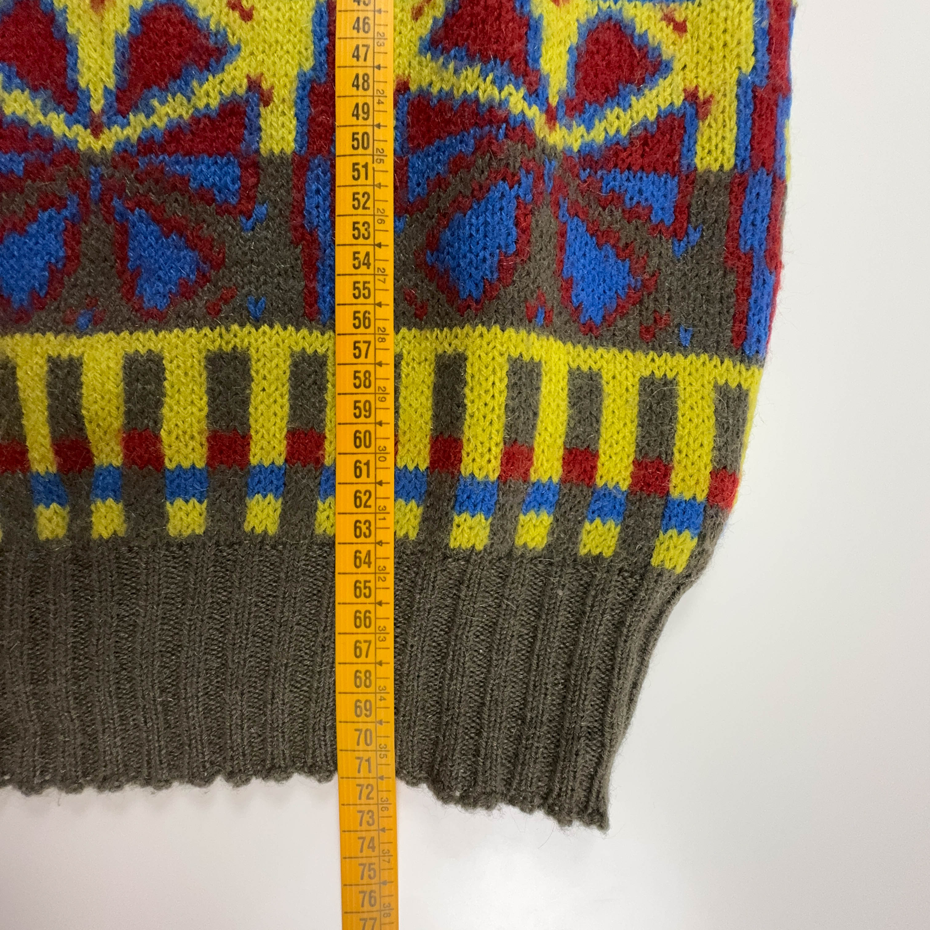 Maglione Stefanel Vintage 80% lana e mohair verde e giallo a righe e fantasia - Taglia L uomo