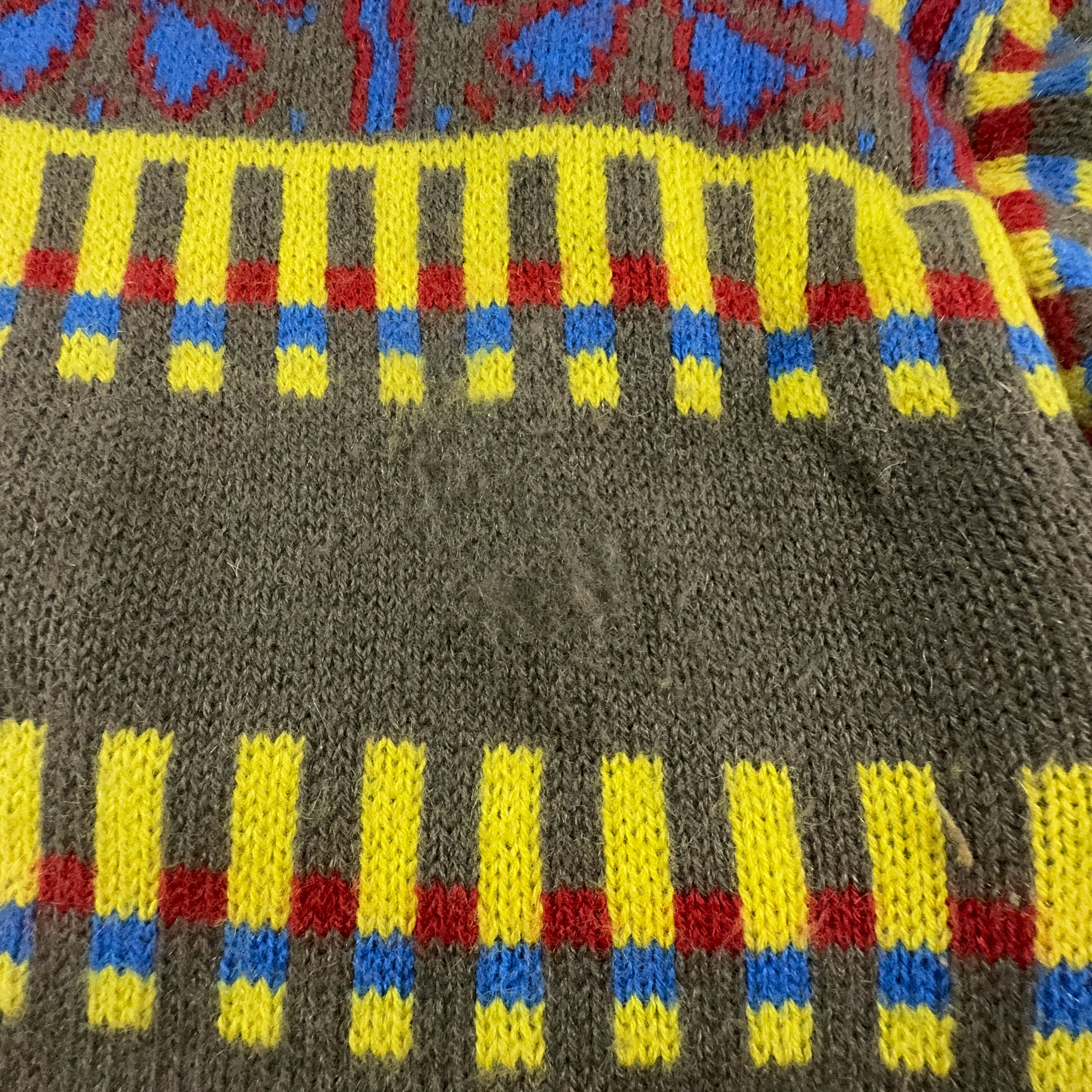 Maglione Stefanel Vintage 80% lana e mohair verde e giallo a righe e fantasia - Taglia L uomo