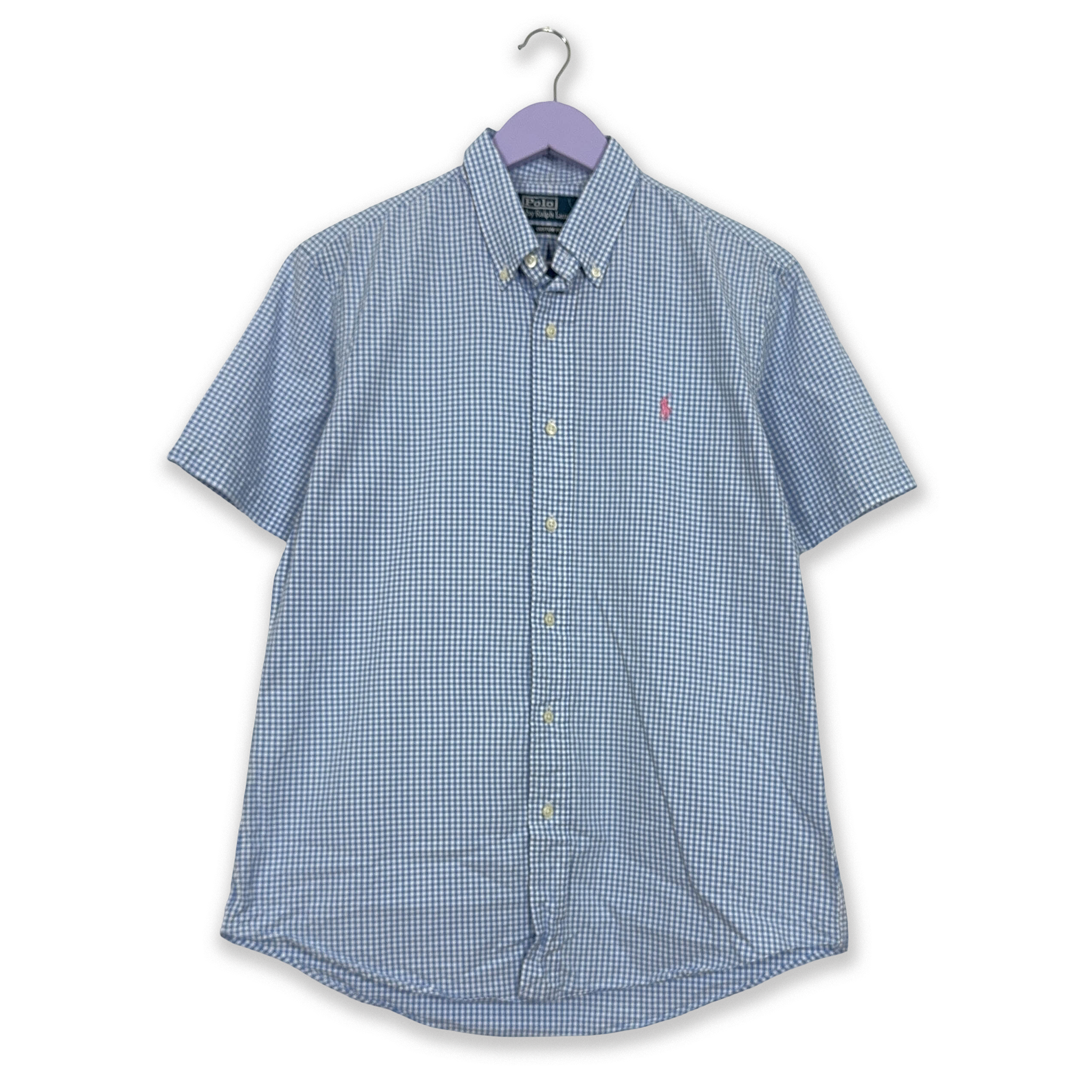 Camicia Ralph Lauren a quadri bianca e azzurra custom fit - Taglia M/L uomo