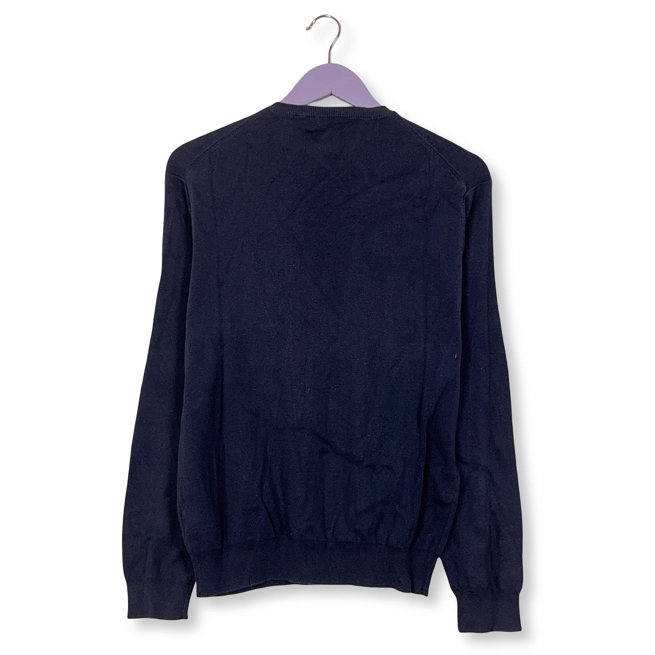 Maglione leggero Ralph Lauren blu scuro scollo a V 100% cotone - Taglia M uomo