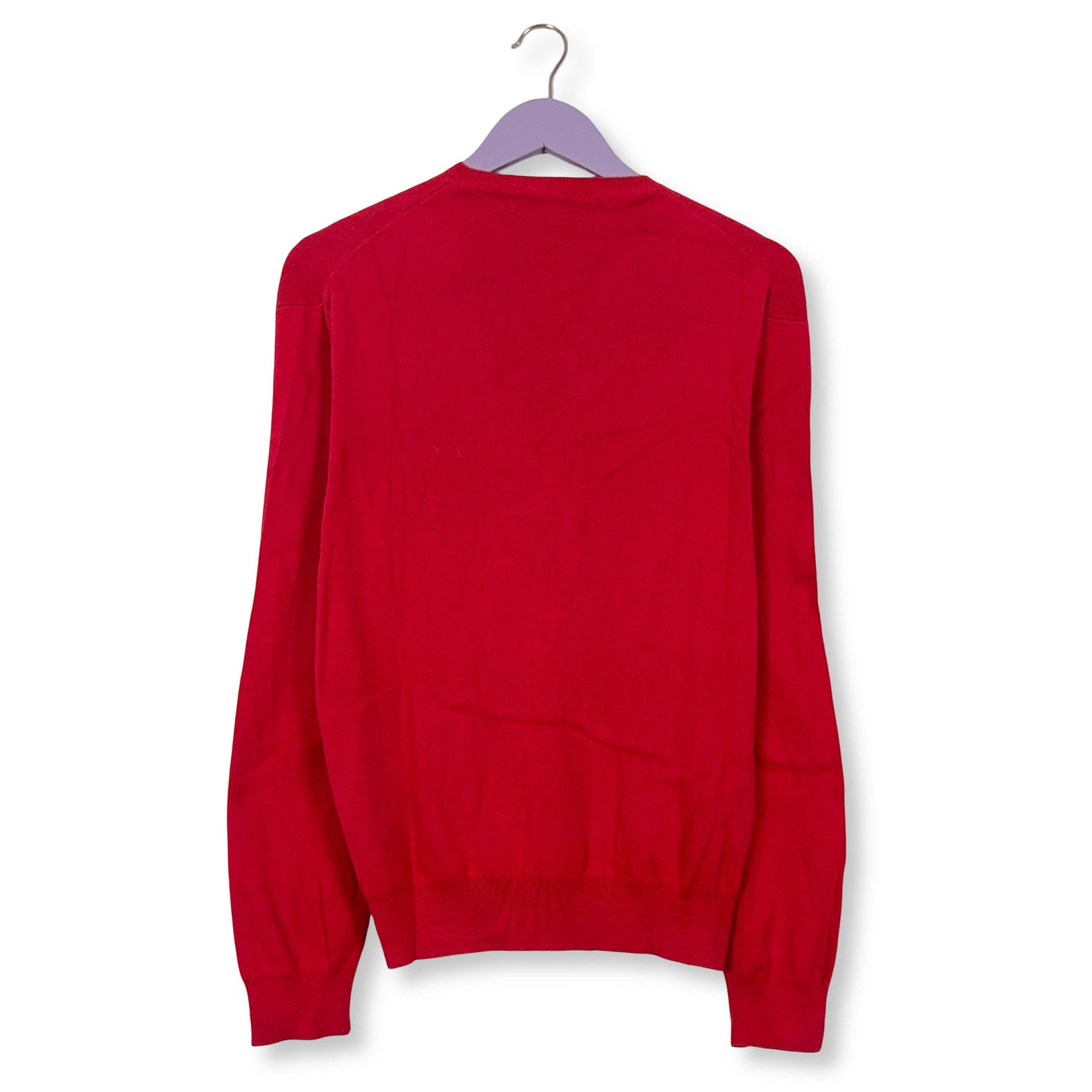 Maglione leggero Ralph Lauren rosso scollo a V 100% cotone - Taglia M uomo