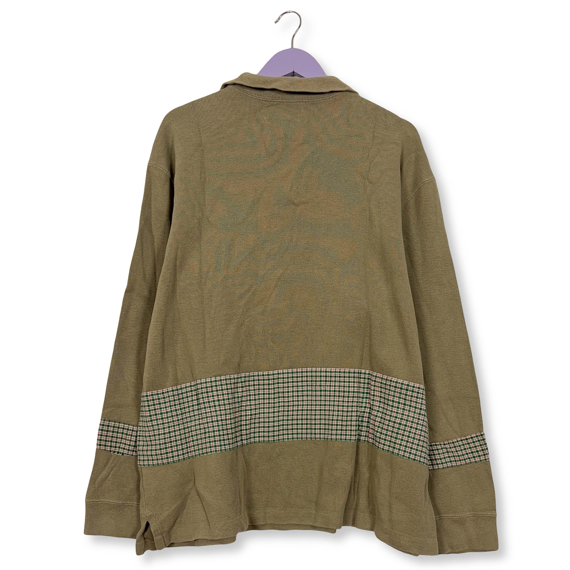 Maglione Ralph Lauren quarter zip beige con inserto a quadretti - Taglia XL uomo