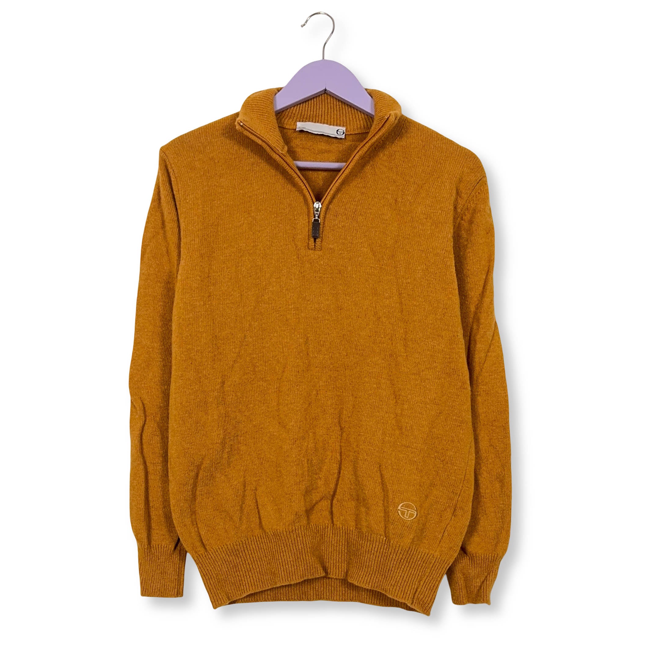 Maglione Sergio Tacchini giallo senape quarter zip 80% lana - Taglia M uomo