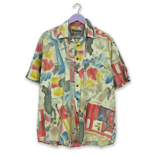 Camicia Vintage multicolore a fantasia astratta - Taglia L uomo