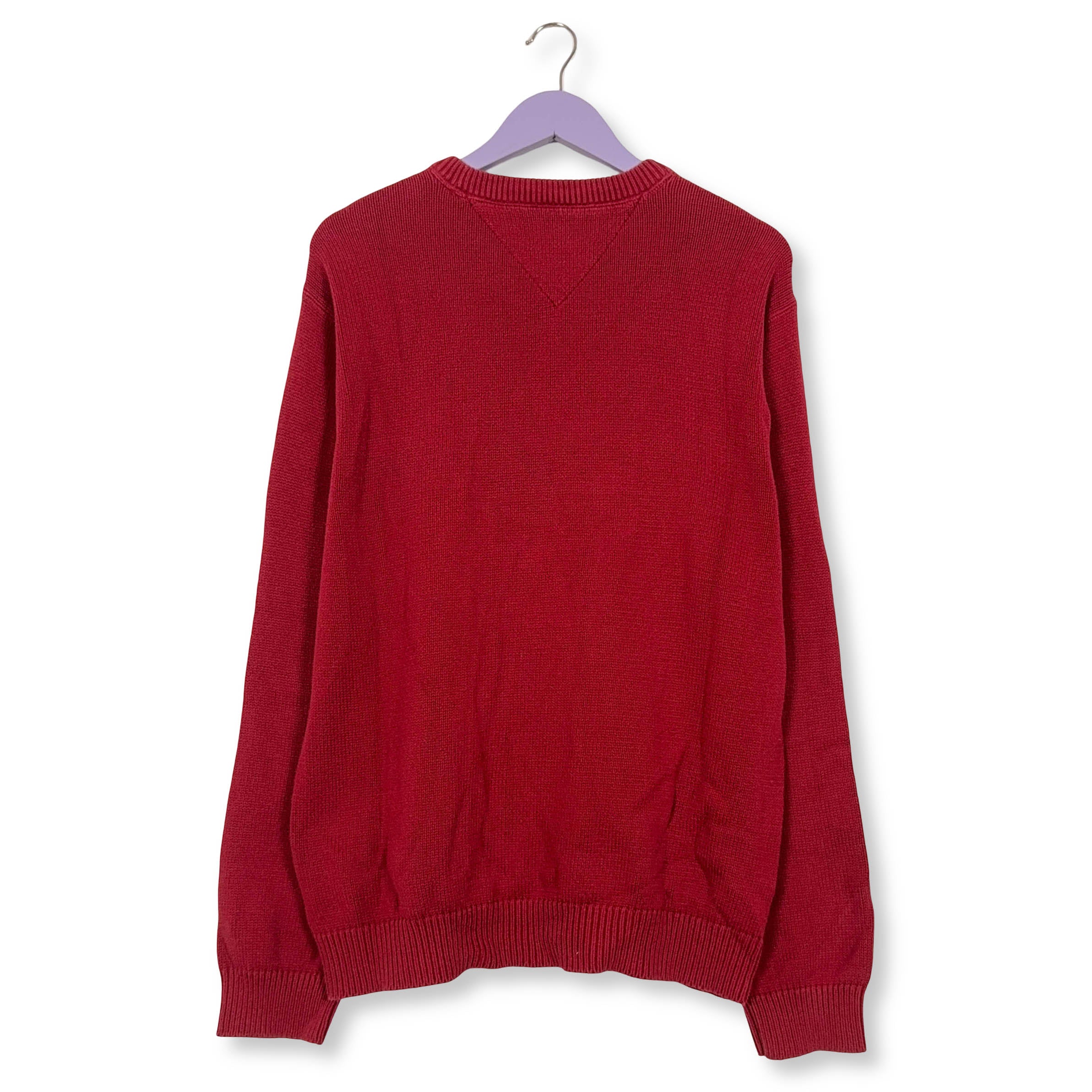 Maglione Tommy Hilfiger rosso a girocollo 100% cotone - Taglia L uomo