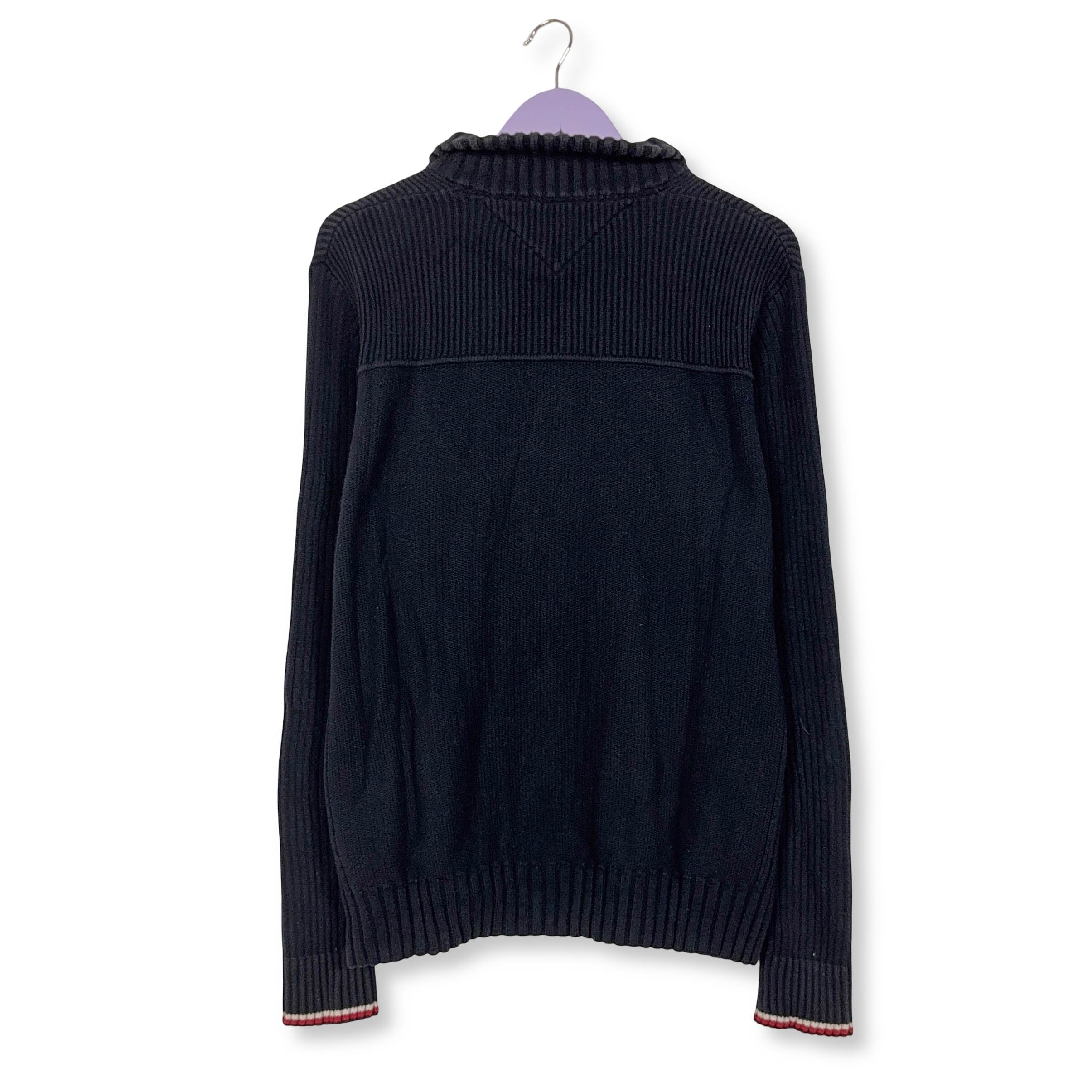 Maglione Tommy Hilfiger blu scuro con zip 100% cotone - Taglia L/XL uomo