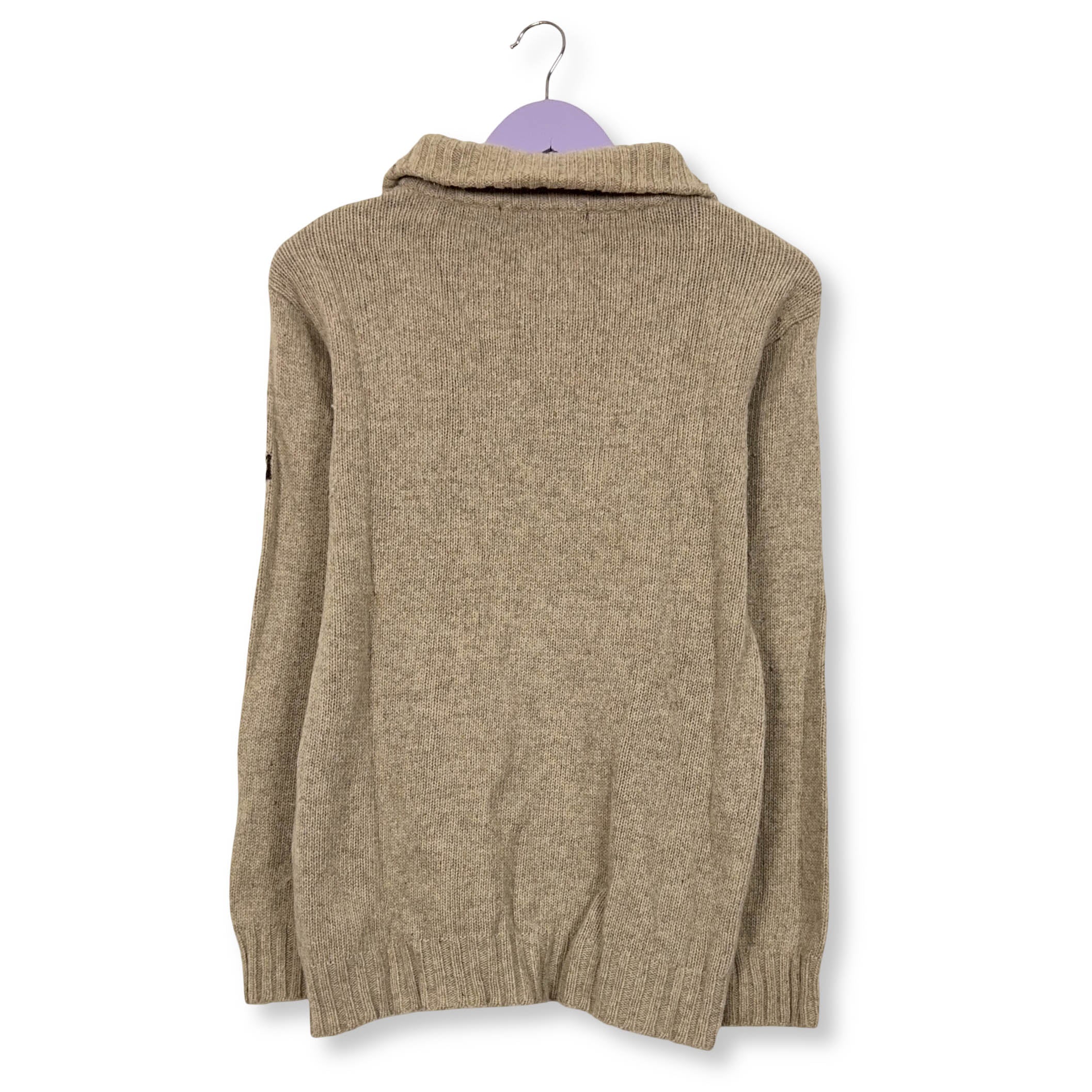 Maglione Napapijri crema quarter zip 100% lana d'agnello - Taglia M uomo