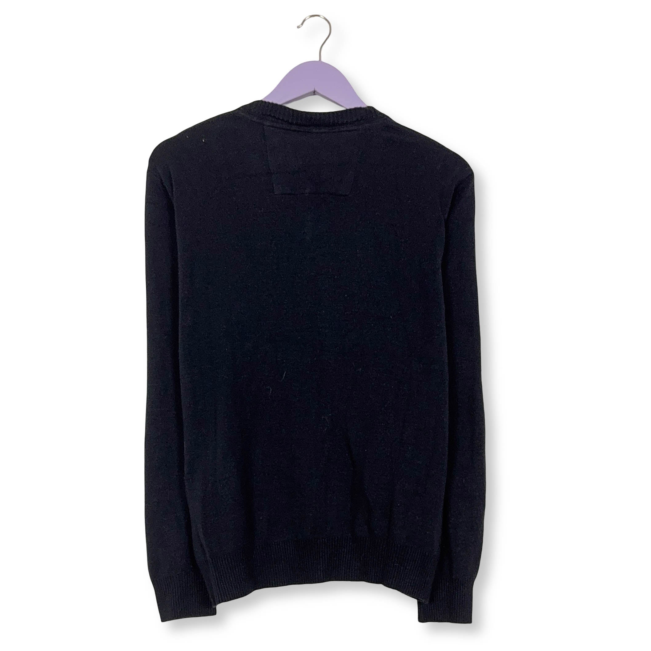 Maglione Ralph Lauren blu scuro scollo a V 100% lana - Taglia M uomo