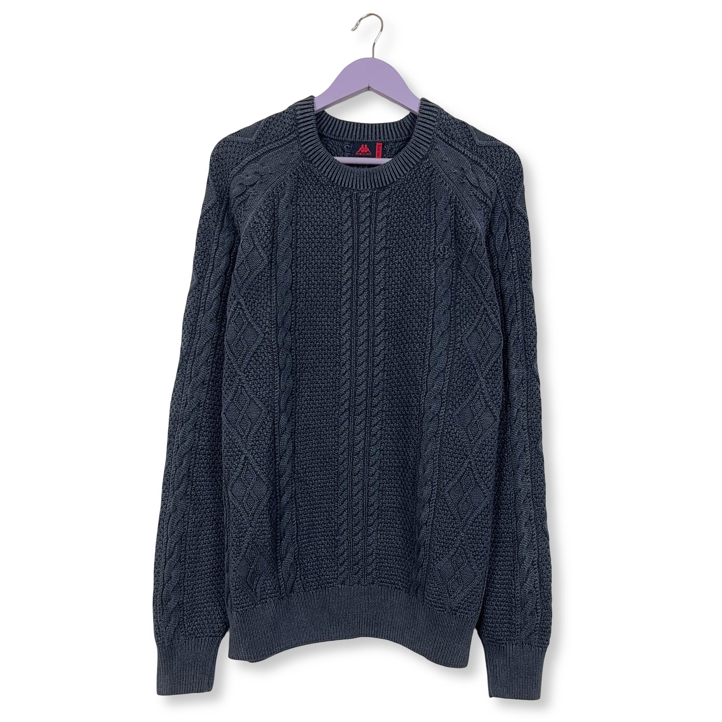 Maglione Kappa blu scuro a girocollo intrecciato 100% cotone - Taglia XXL uomo