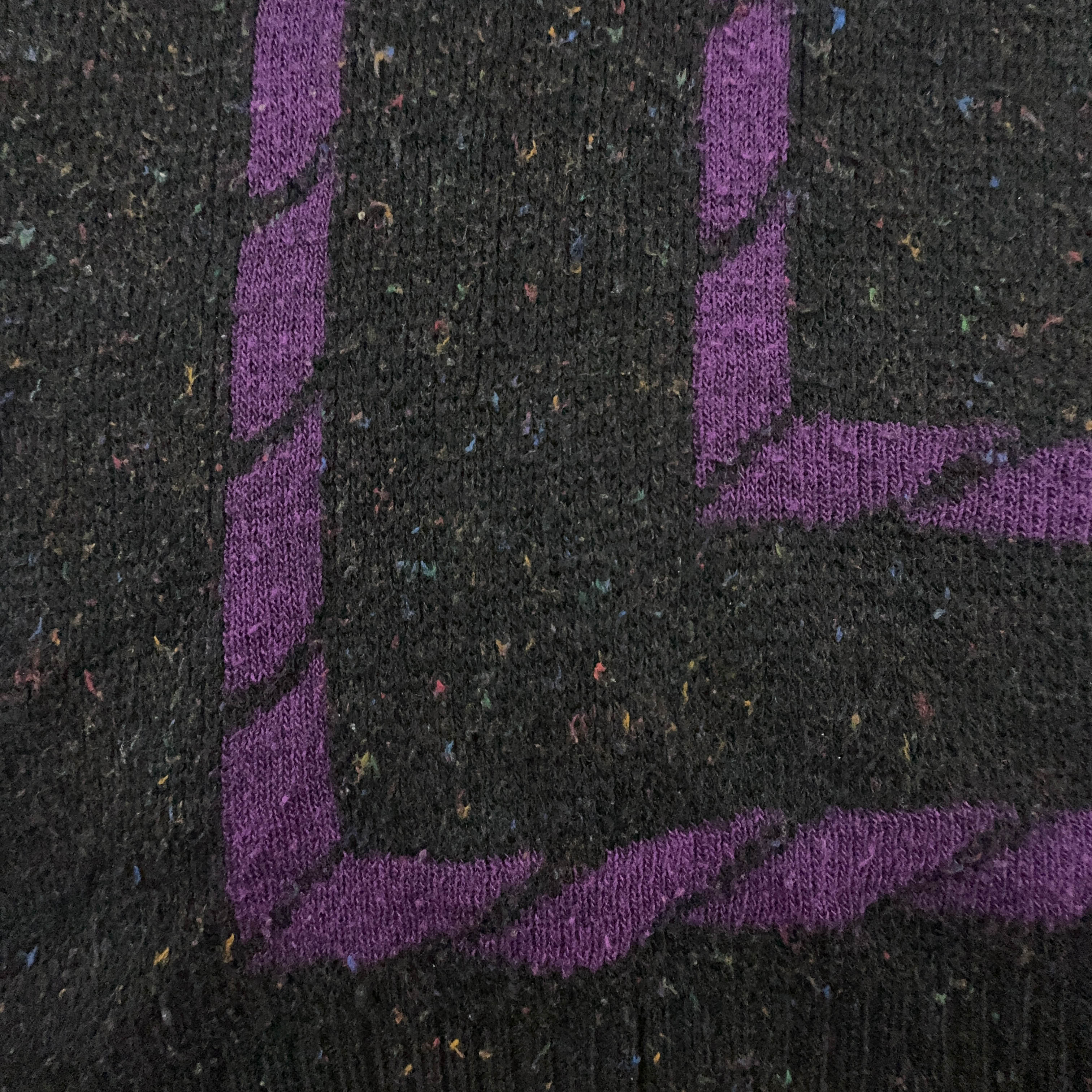 Maglione Vintage grigio scuro e viola a collo alto con bottoni e ricamo - Taglia L/XL uomo