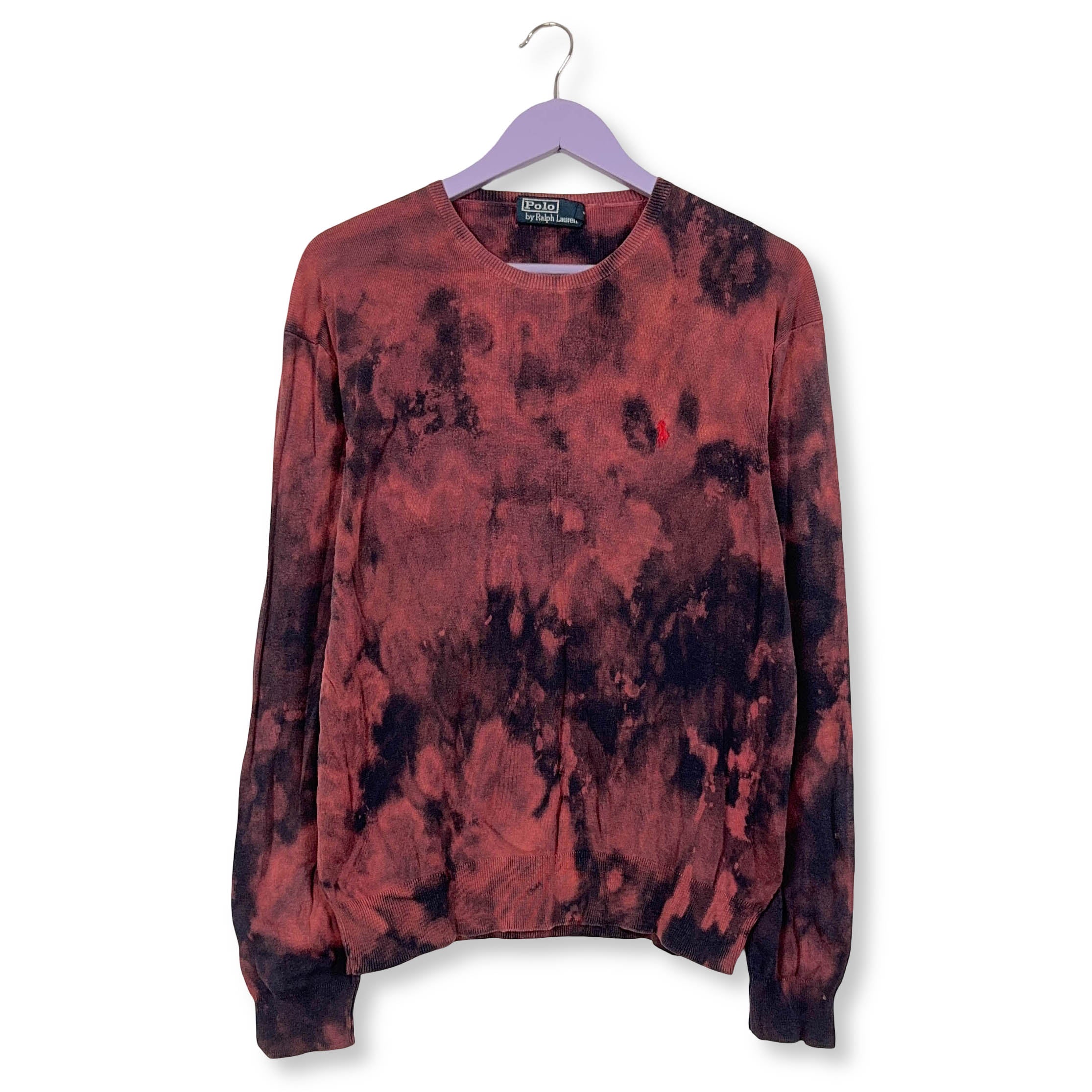 Maglione leggero Ralph Lauren Tie Dye rosso e nero girocollo - Taglia M/L uomo