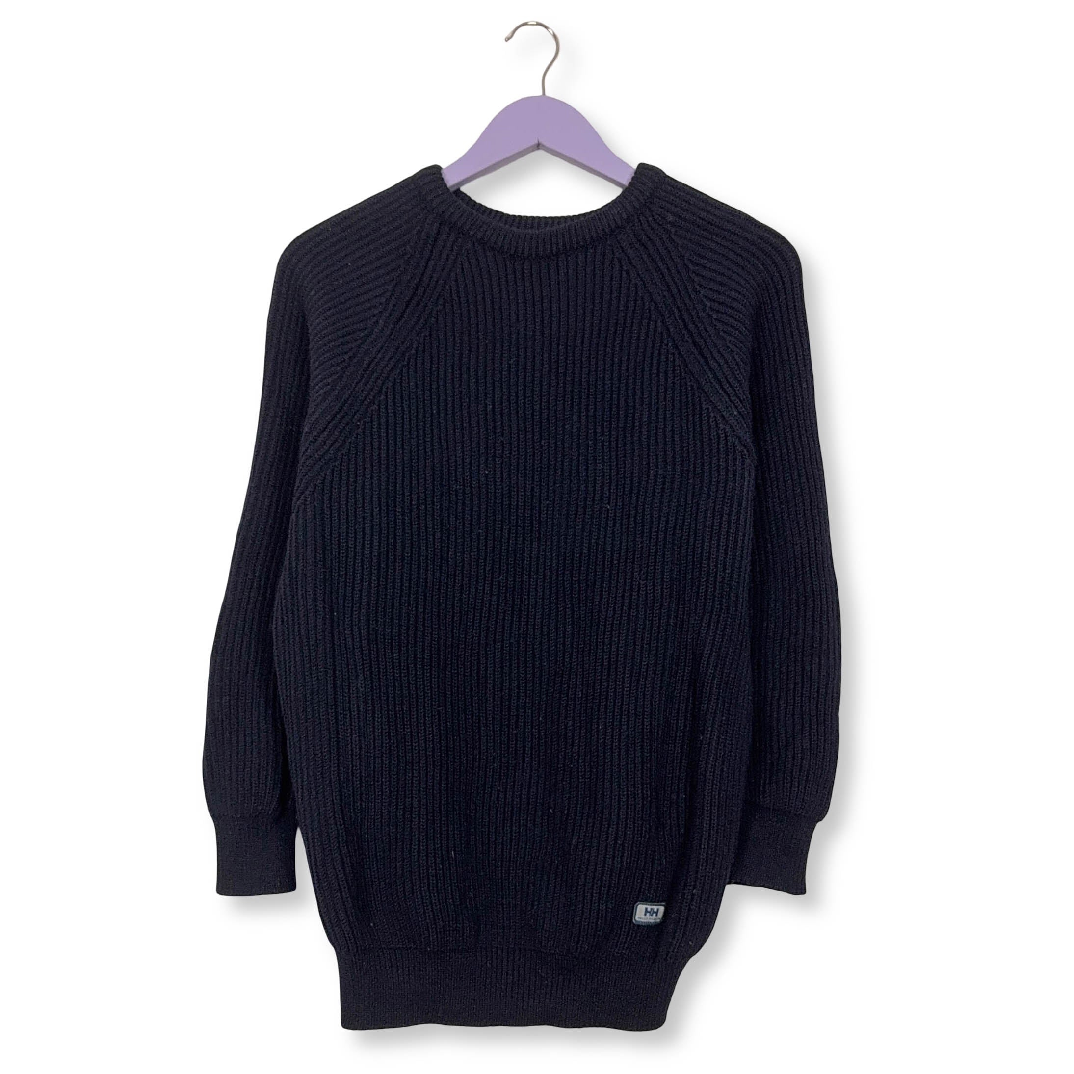 Maglione Helly Hansen blu scuro a girocollo 100% lana - Taglia M uomo