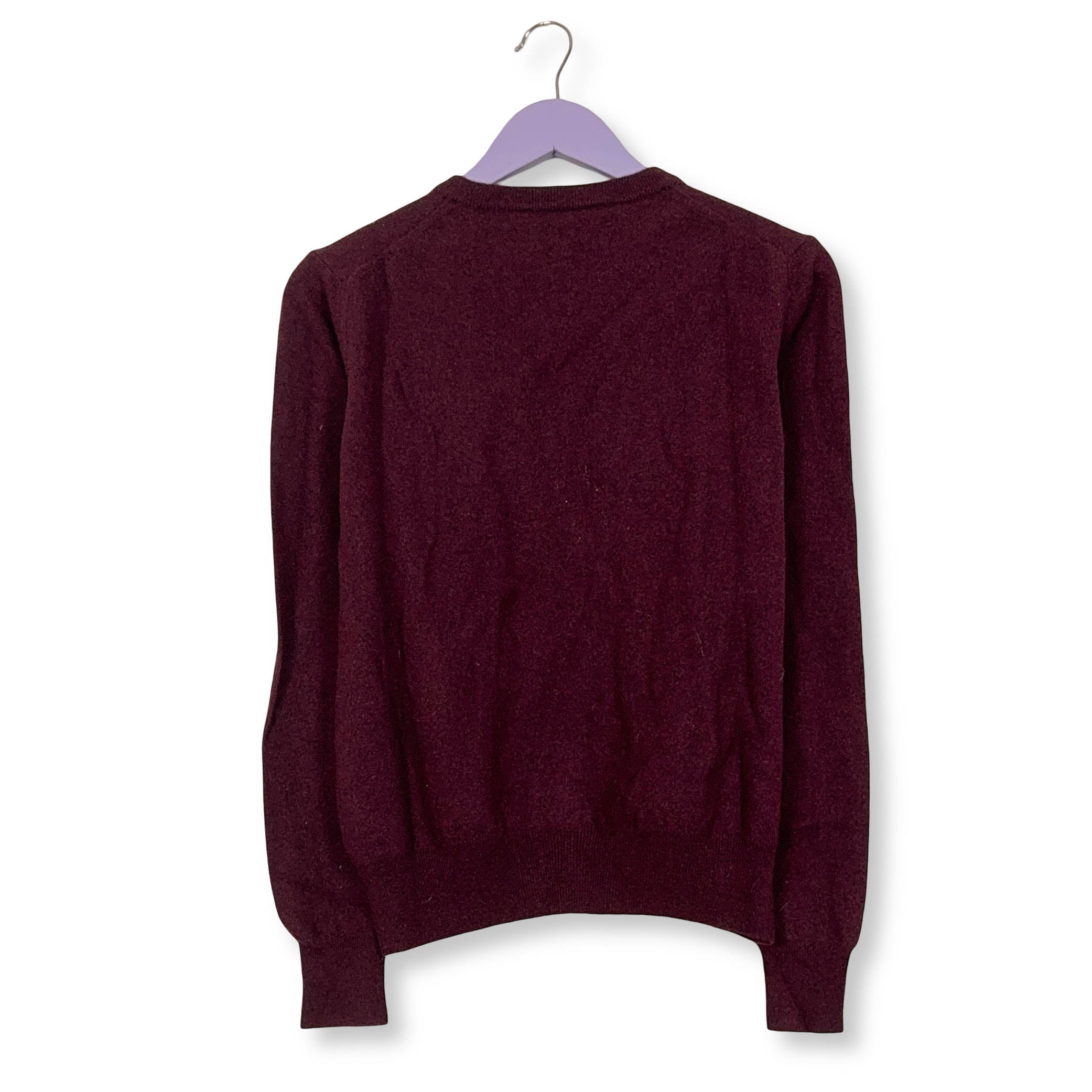 Maglione Fred Perry bordeaux scollo a V logo ricamato 100% lana - Taglia S uomo