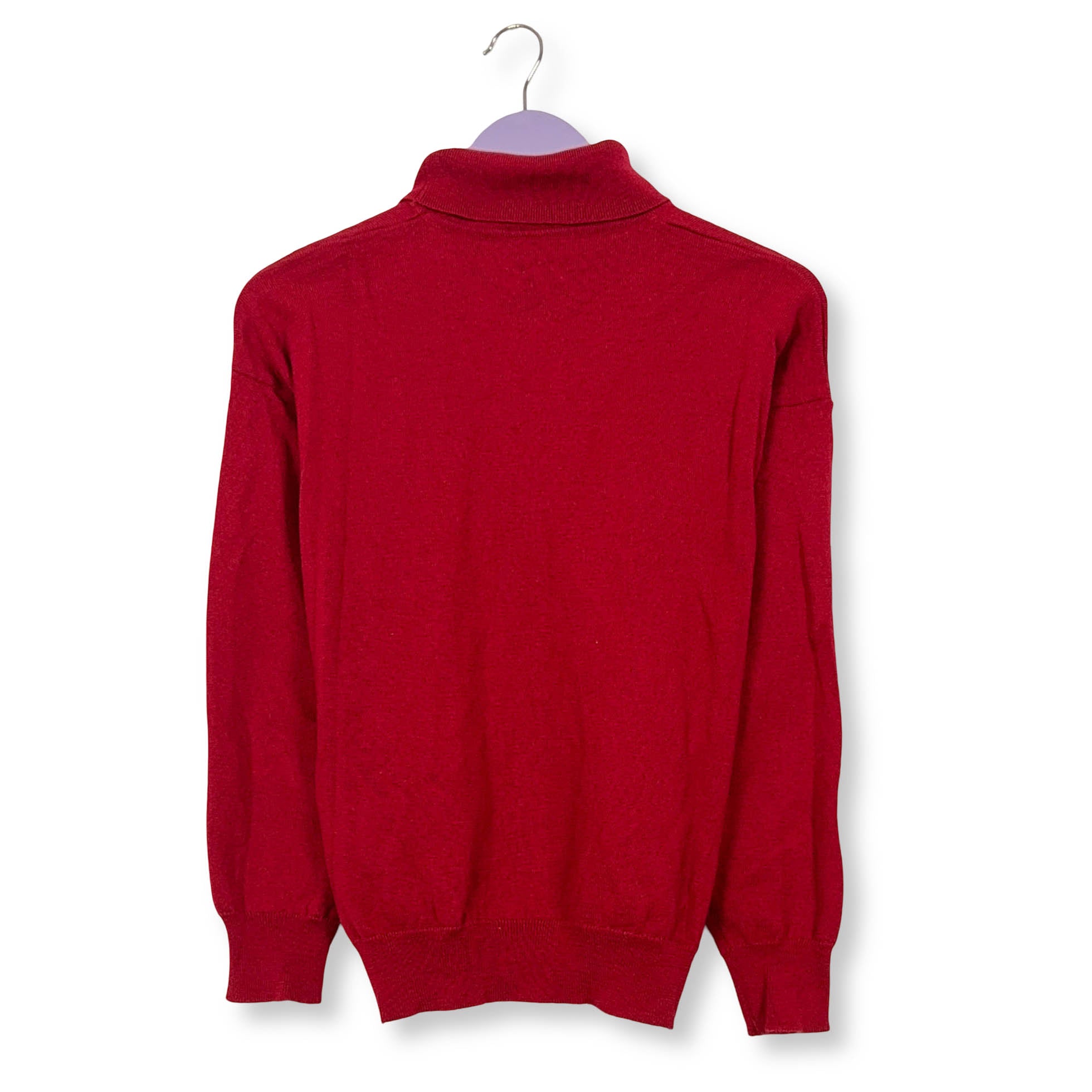 Maglione Lacoste rosso a collo alto logo ricamato 100% lana - Taglia S/M uomo