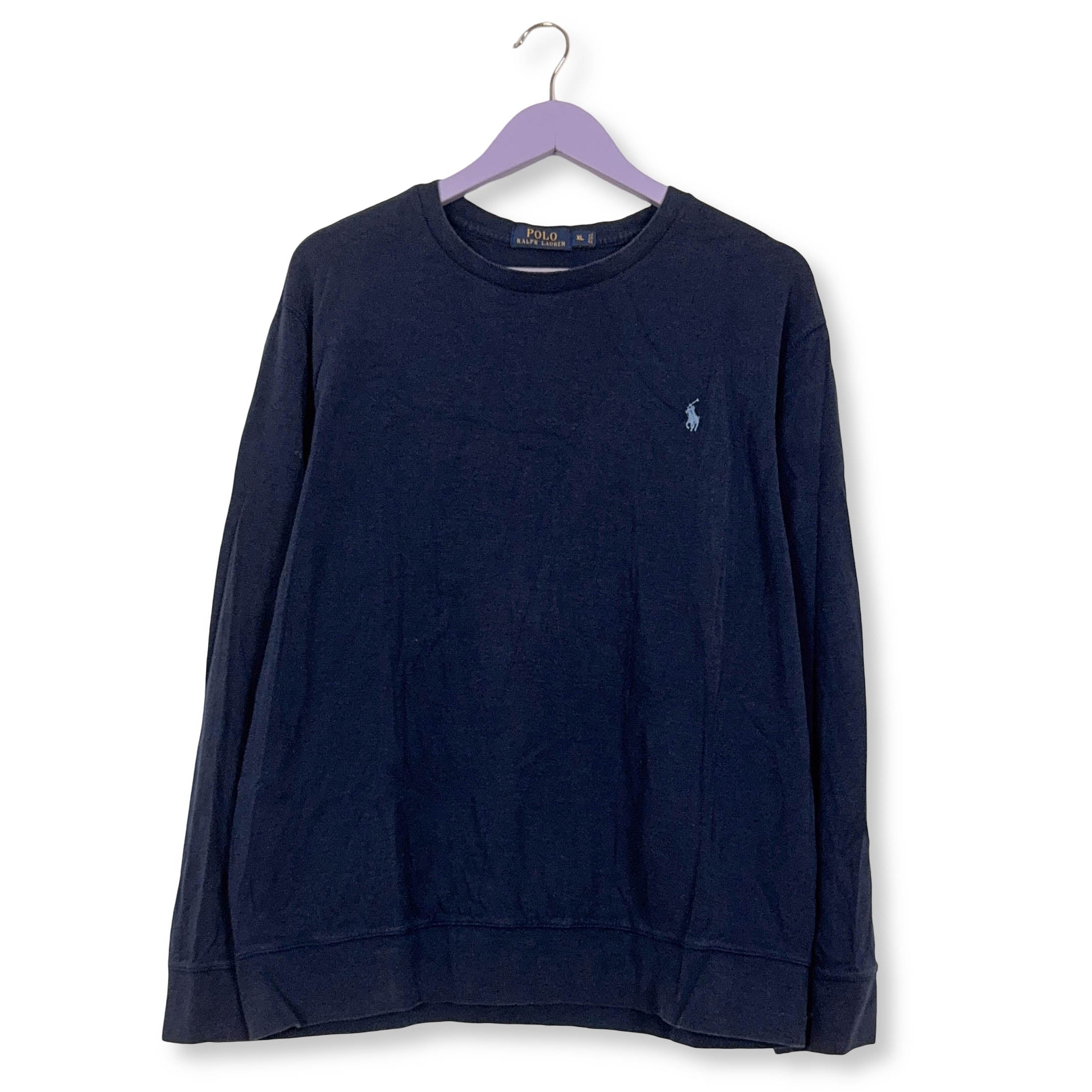 Maglione Ralph Lauren blu scuro a girocollo 69% cotone - Taglia XL uomo