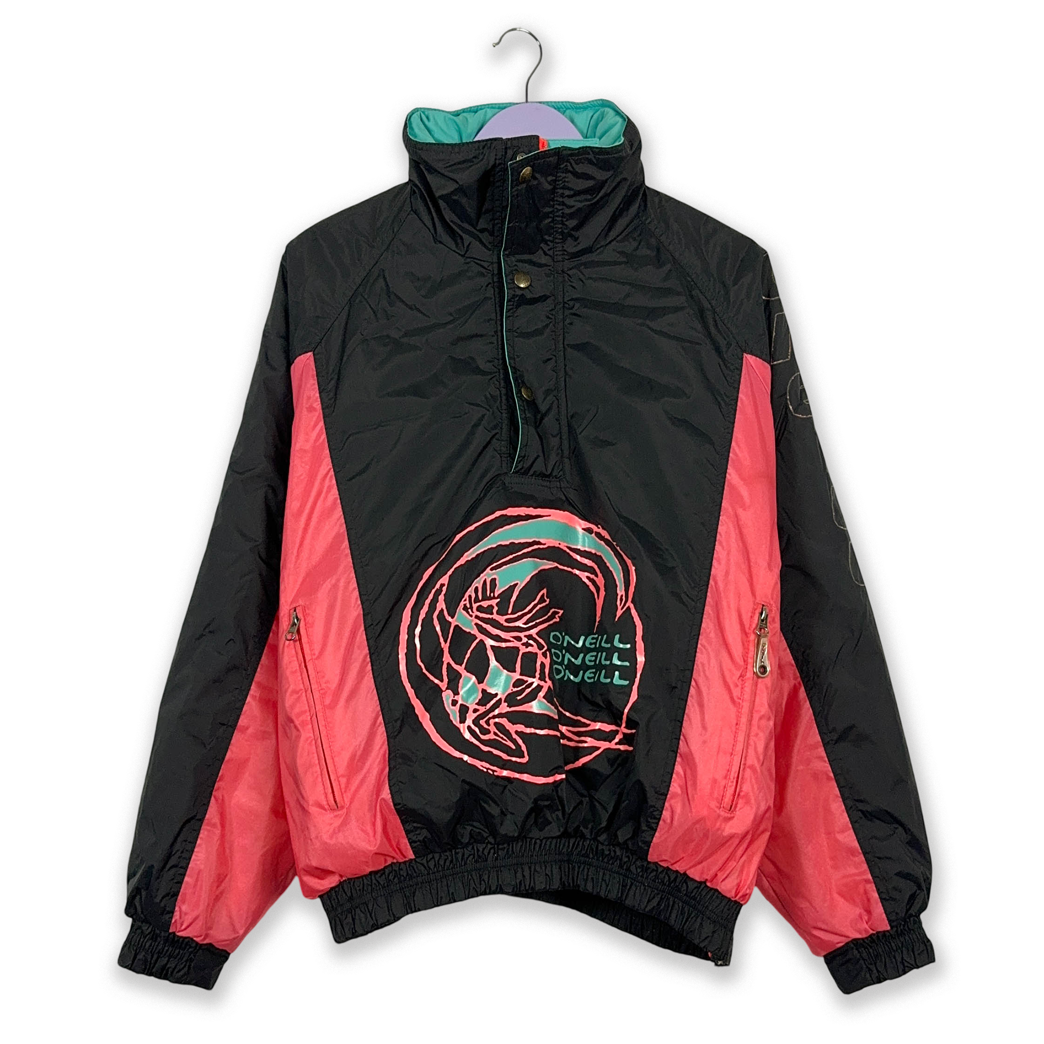 Giacca da Sci/Snowboard 0'Neill Vintage nera e rosa con logo stampato - Taglia M uomo