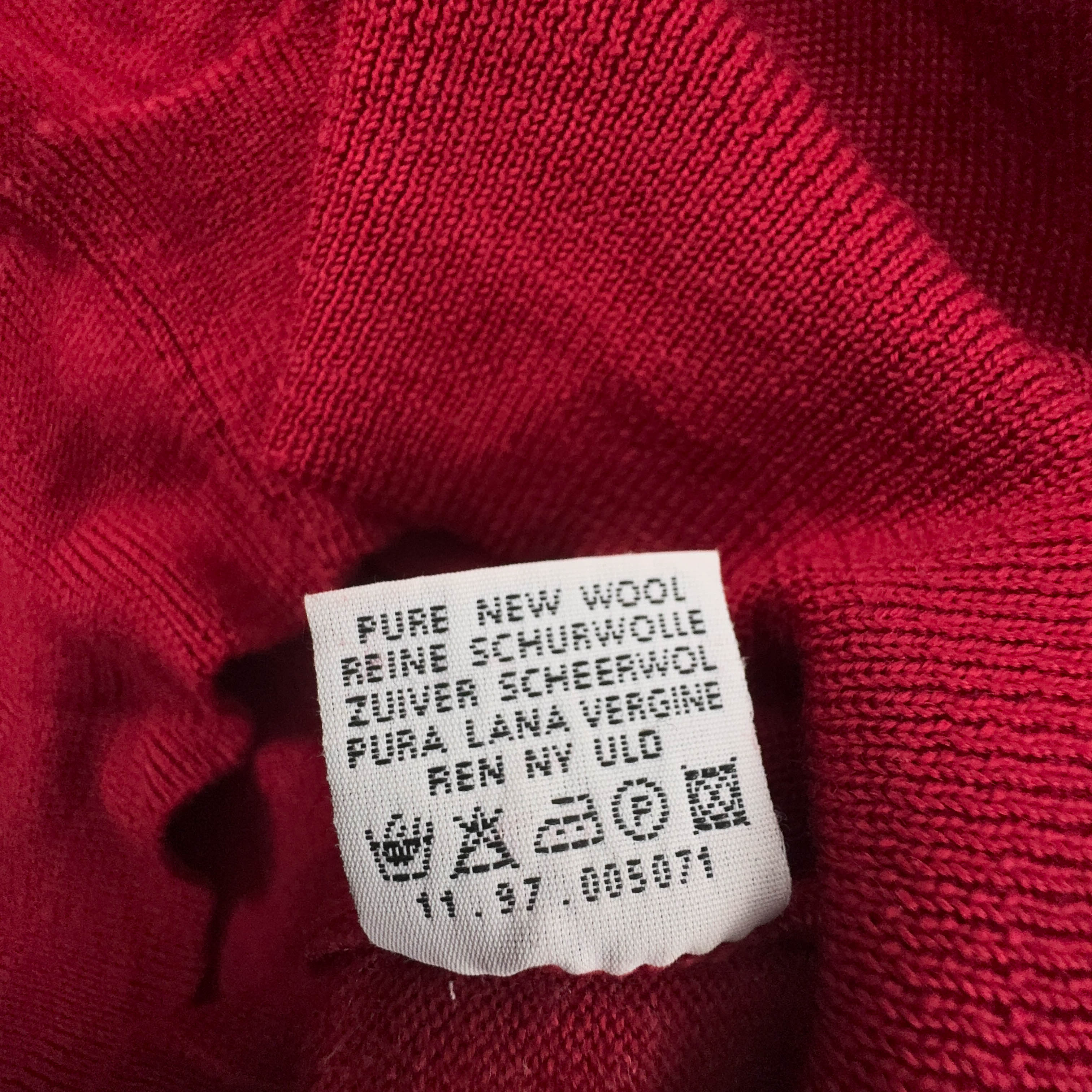 Maglione Lacoste rosso a collo alto logo ricamato 100% lana - Taglia S/M uomo