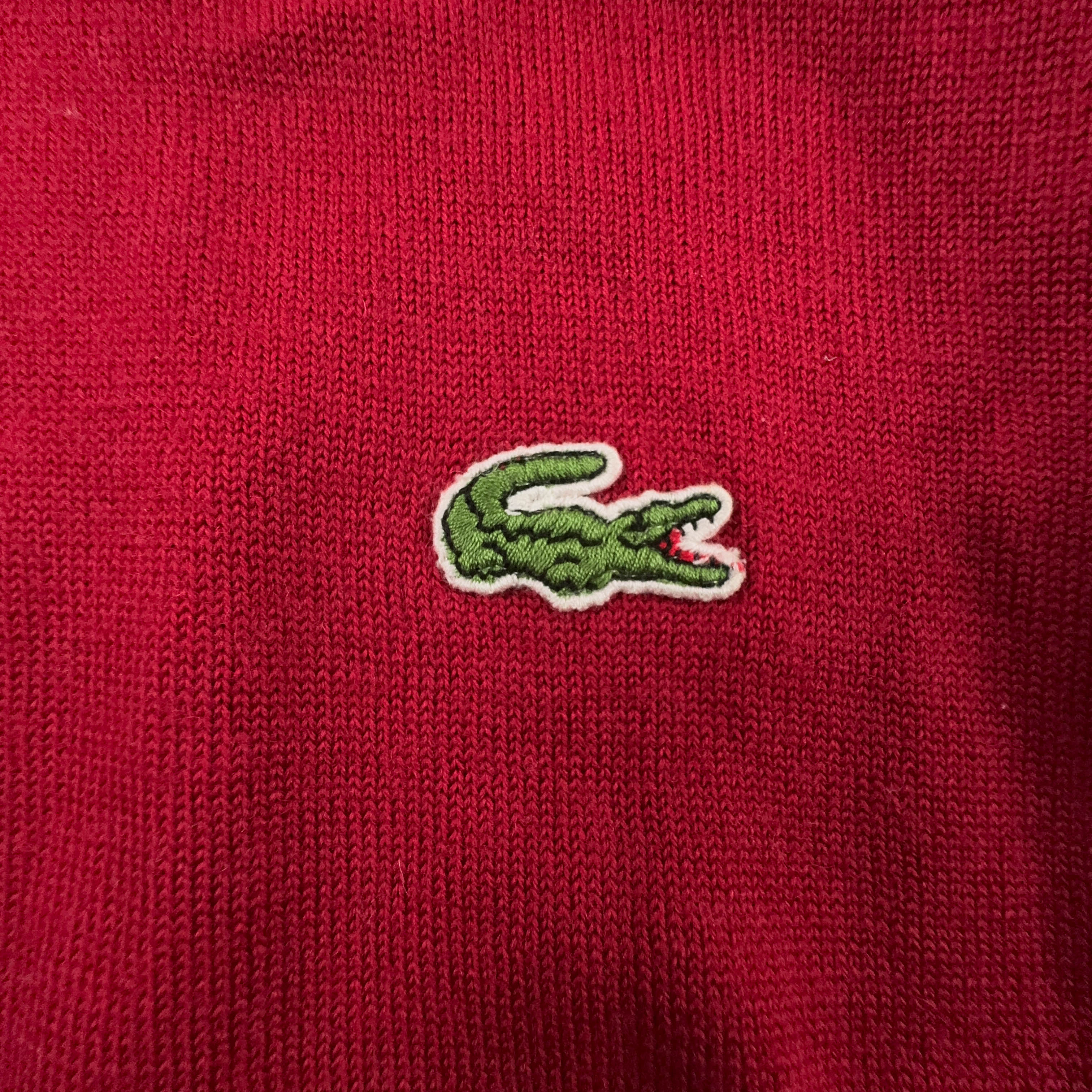 Maglione Lacoste rosso a collo alto logo ricamato 100% lana - Taglia S/M uomo