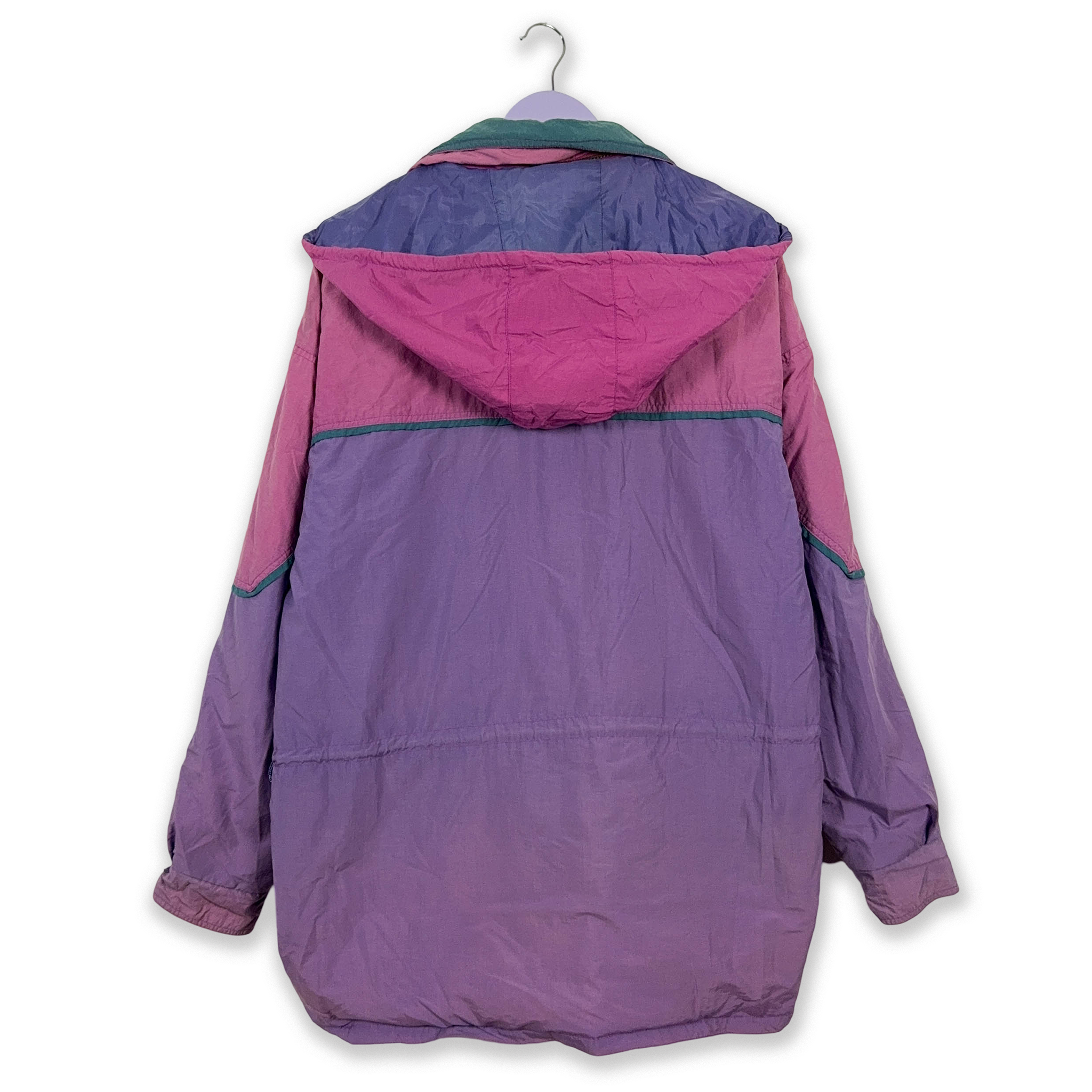 Giacca a vento Vintage viola e rosa faded con zip e bottoni - Taglia XL uomo