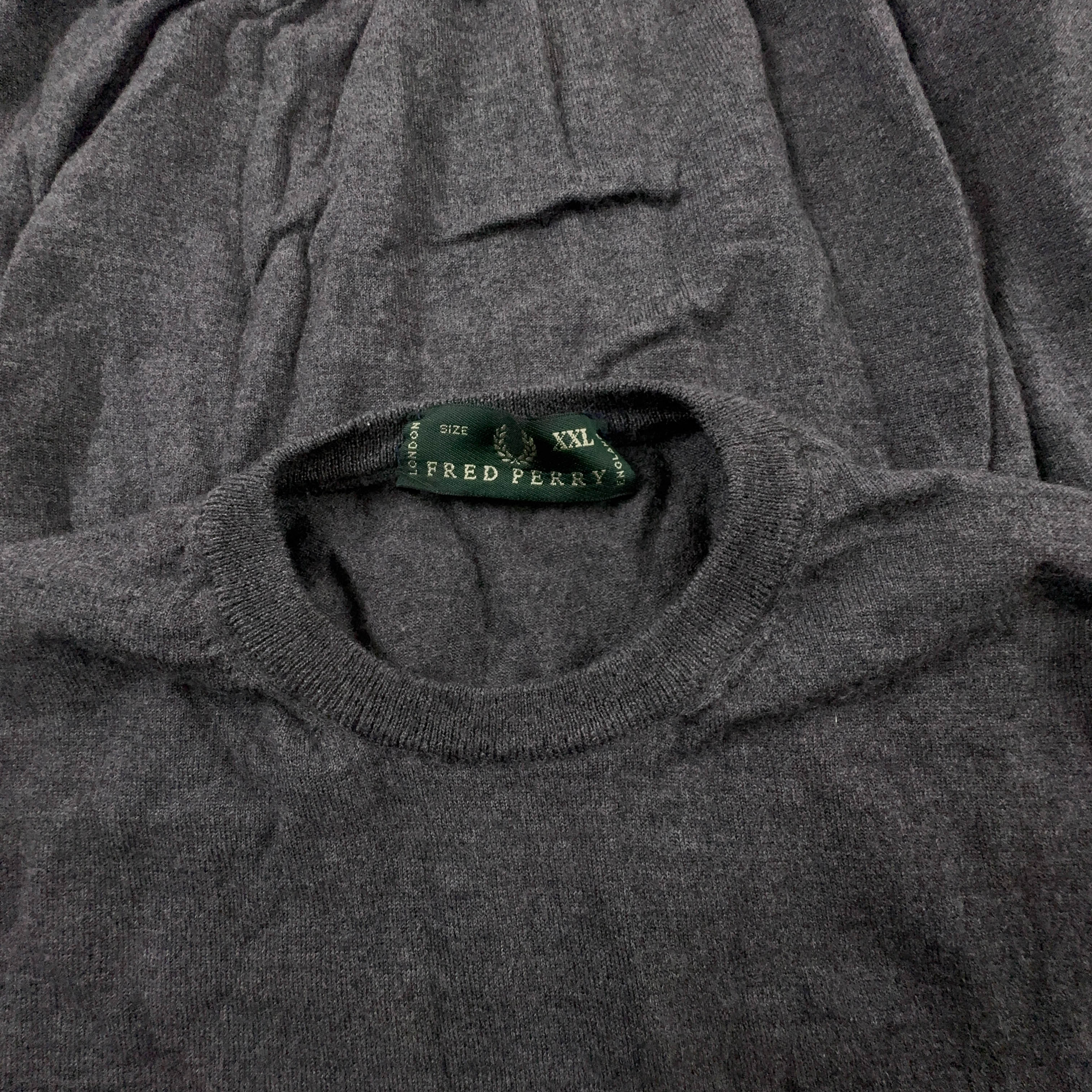 Maglione leggero Fred Perry grigio scuro girocollo misto lana - Taglia M uomo