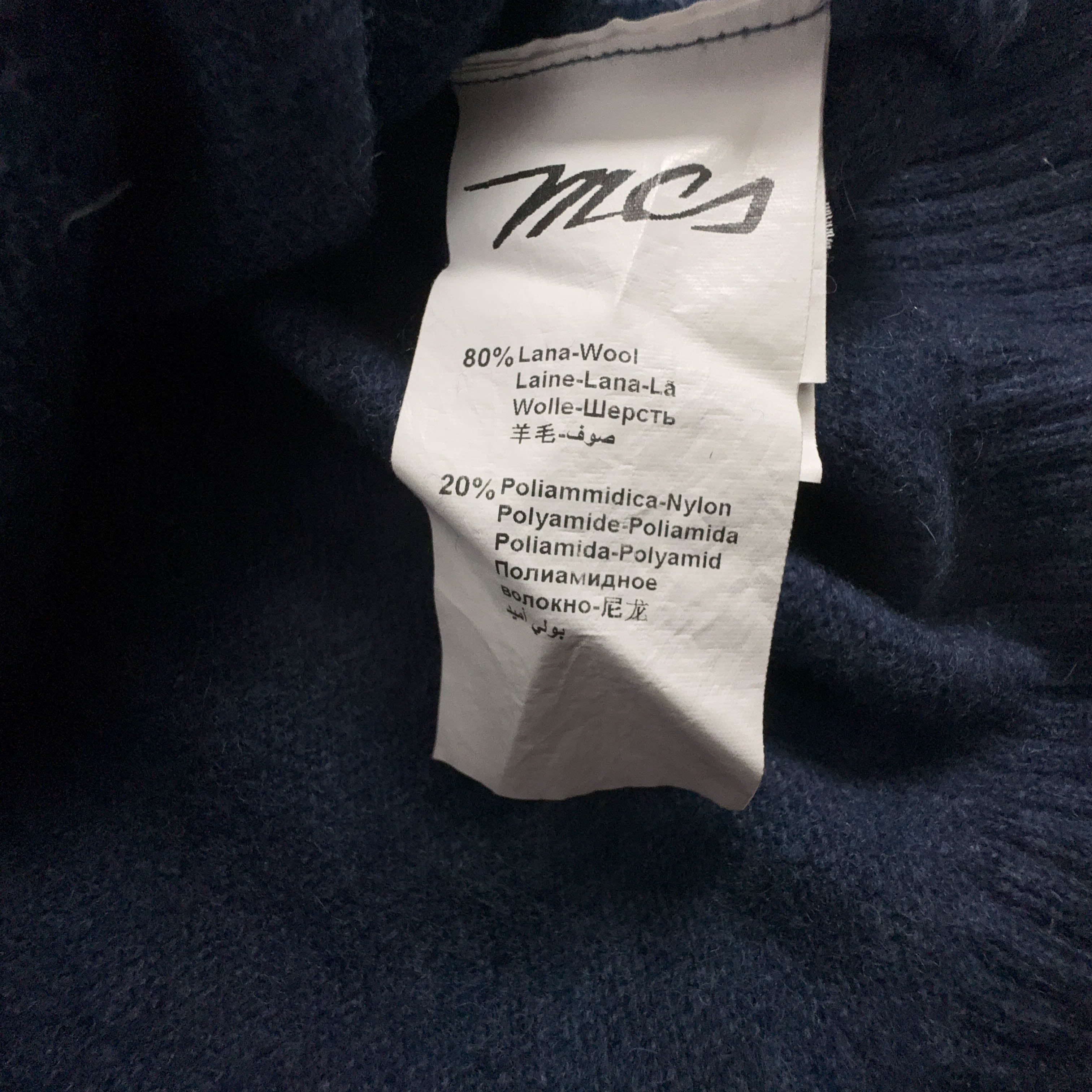 Maglione Vintage Marlboro Classics blu scuro con zip 80% lana - Taglia L/XL uomo