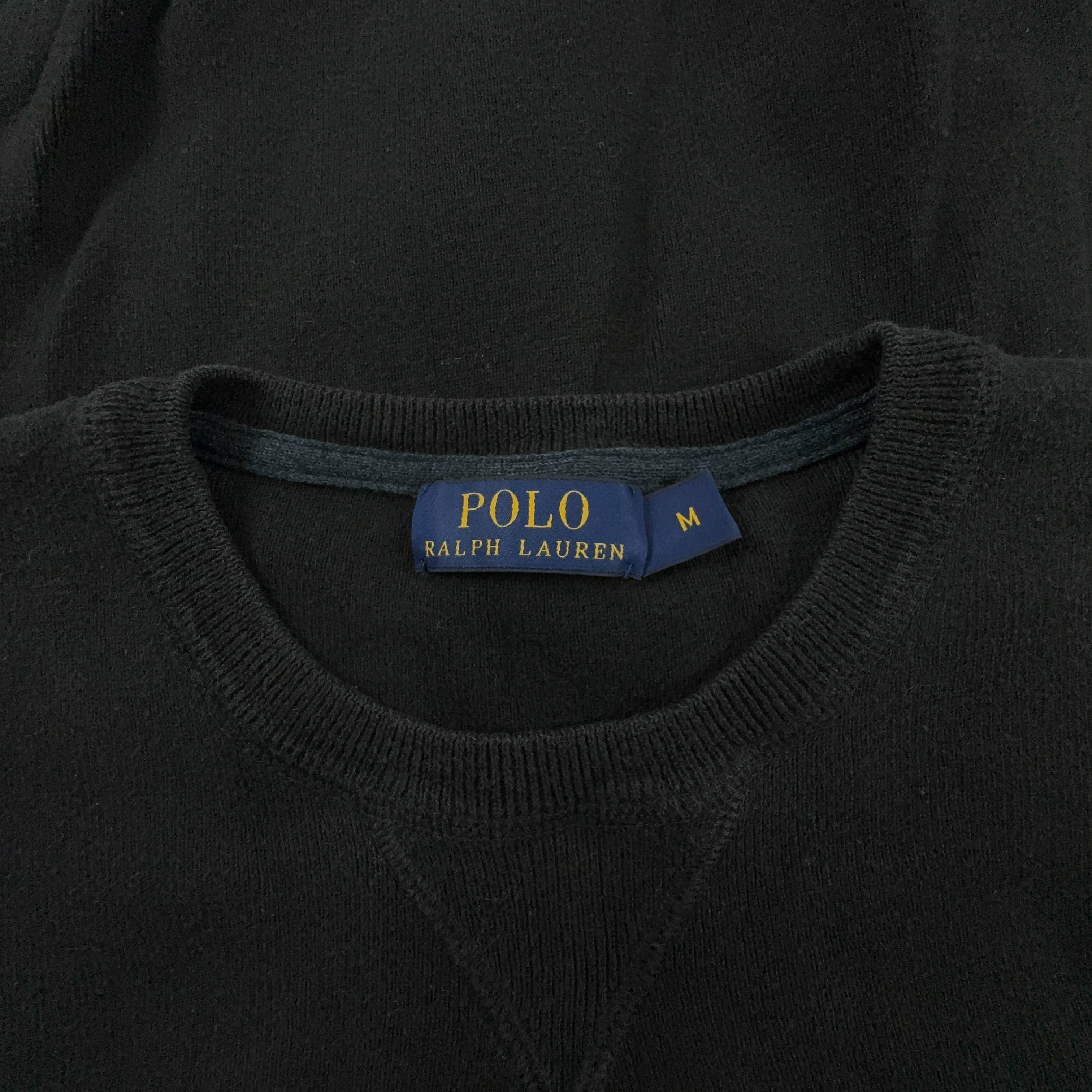 Maglione Ralph Lauren nero a girocollo con logo ricamato - Taglia M uomo