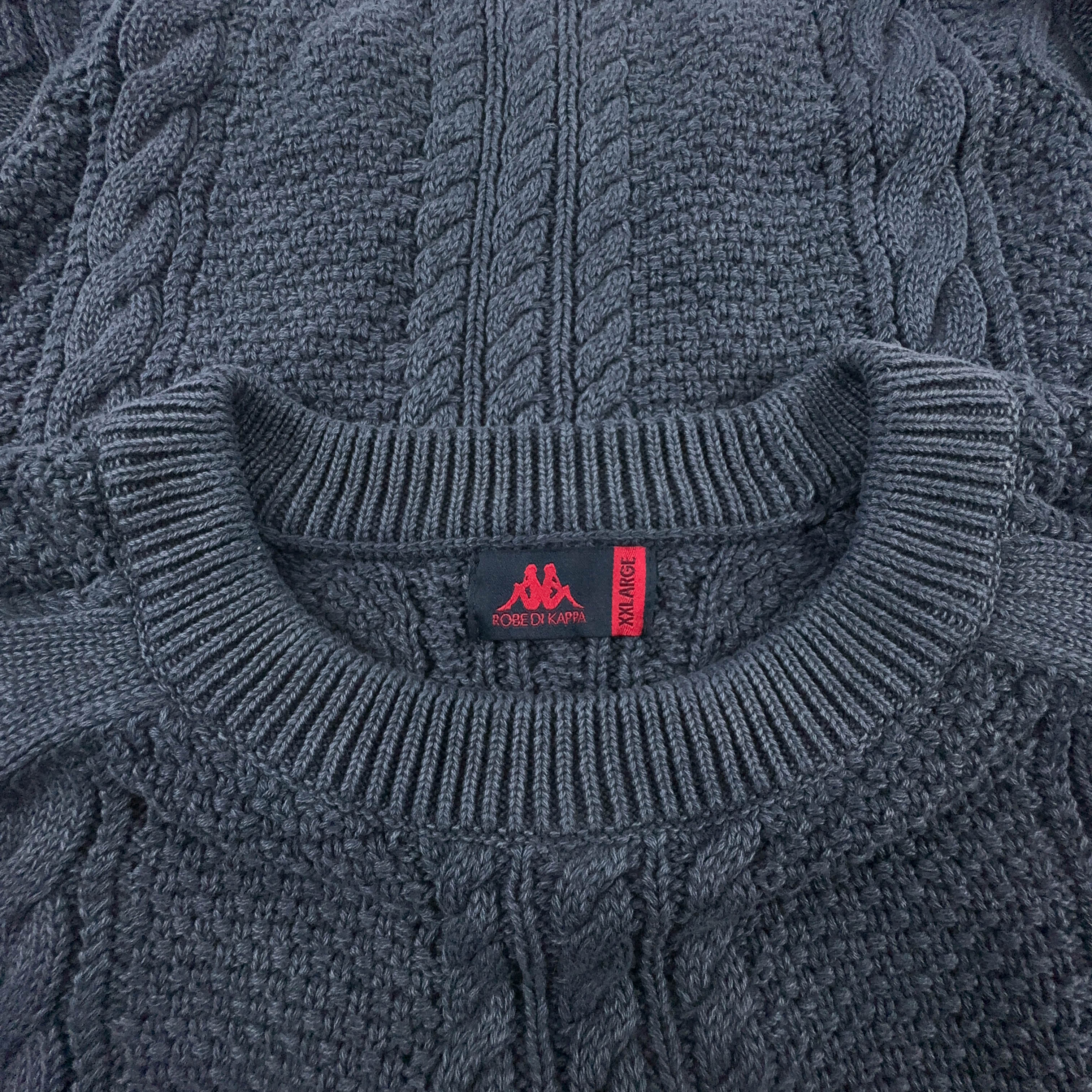 Maglione Kappa blu scuro a girocollo intrecciato 100% cotone - Taglia XXL uomo