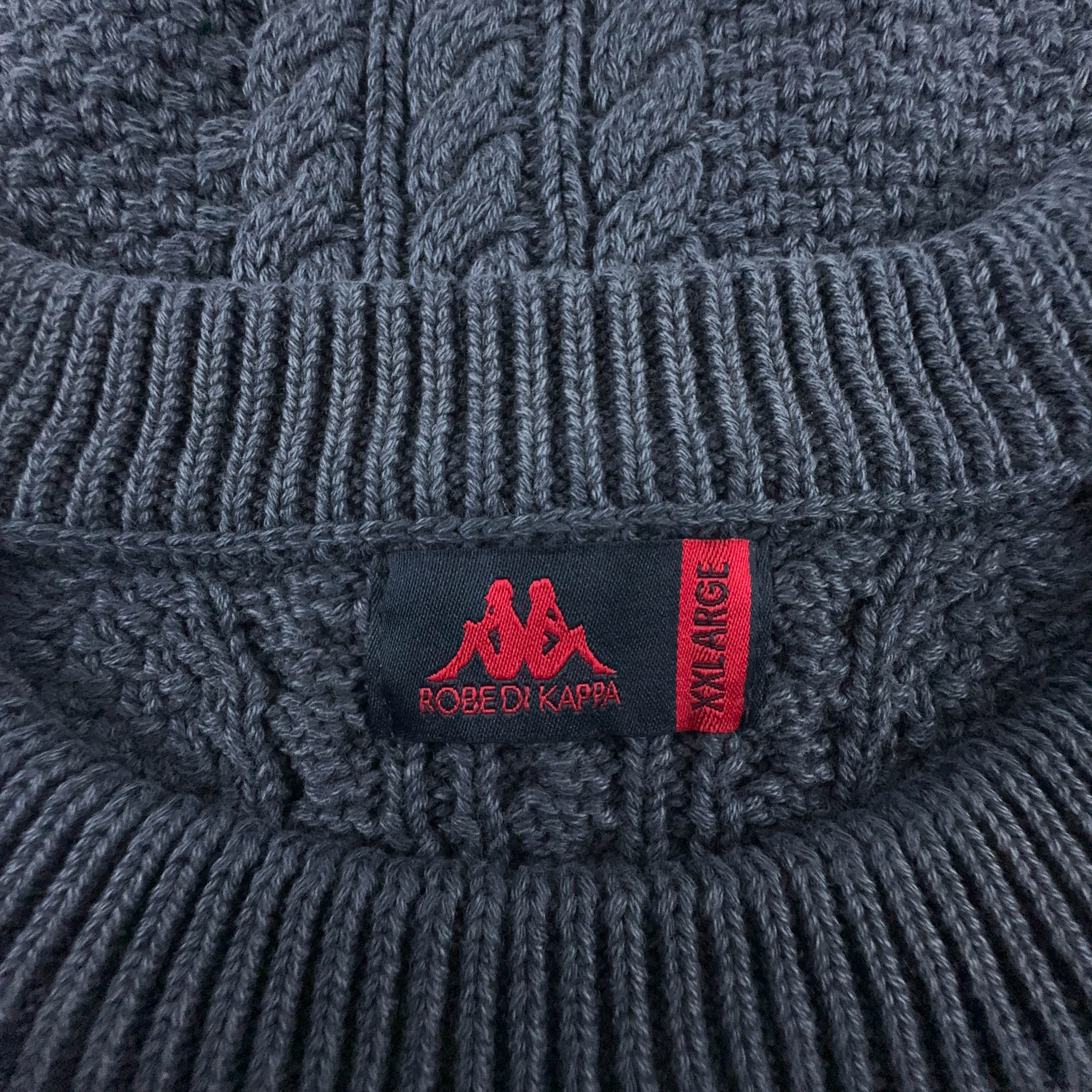 Maglione Kappa blu scuro a girocollo intrecciato 100% cotone - Taglia XXL uomo