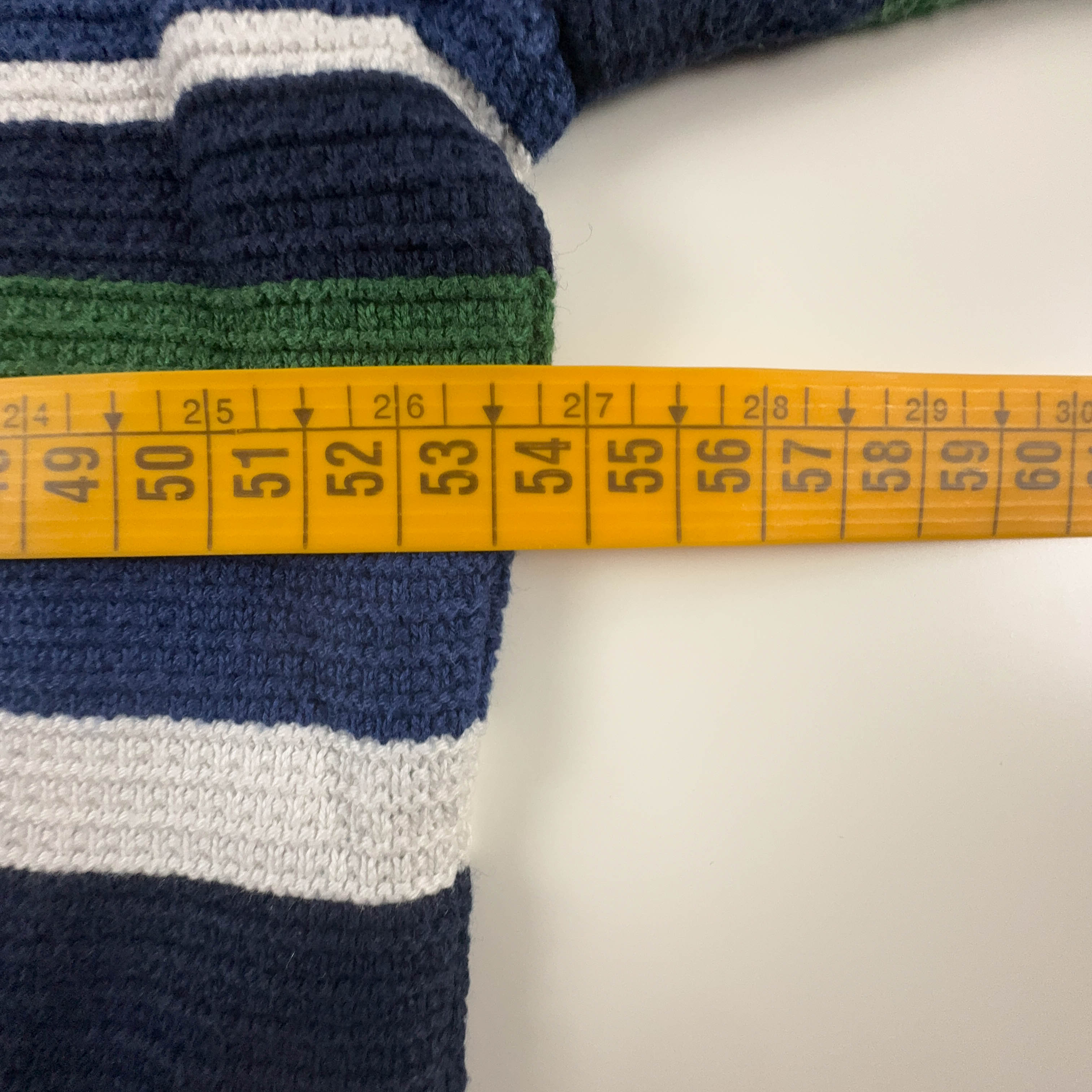 Maglione Lacoste verde blu e bianco a righe a girocollo in cotone - Taglia 5 uomo