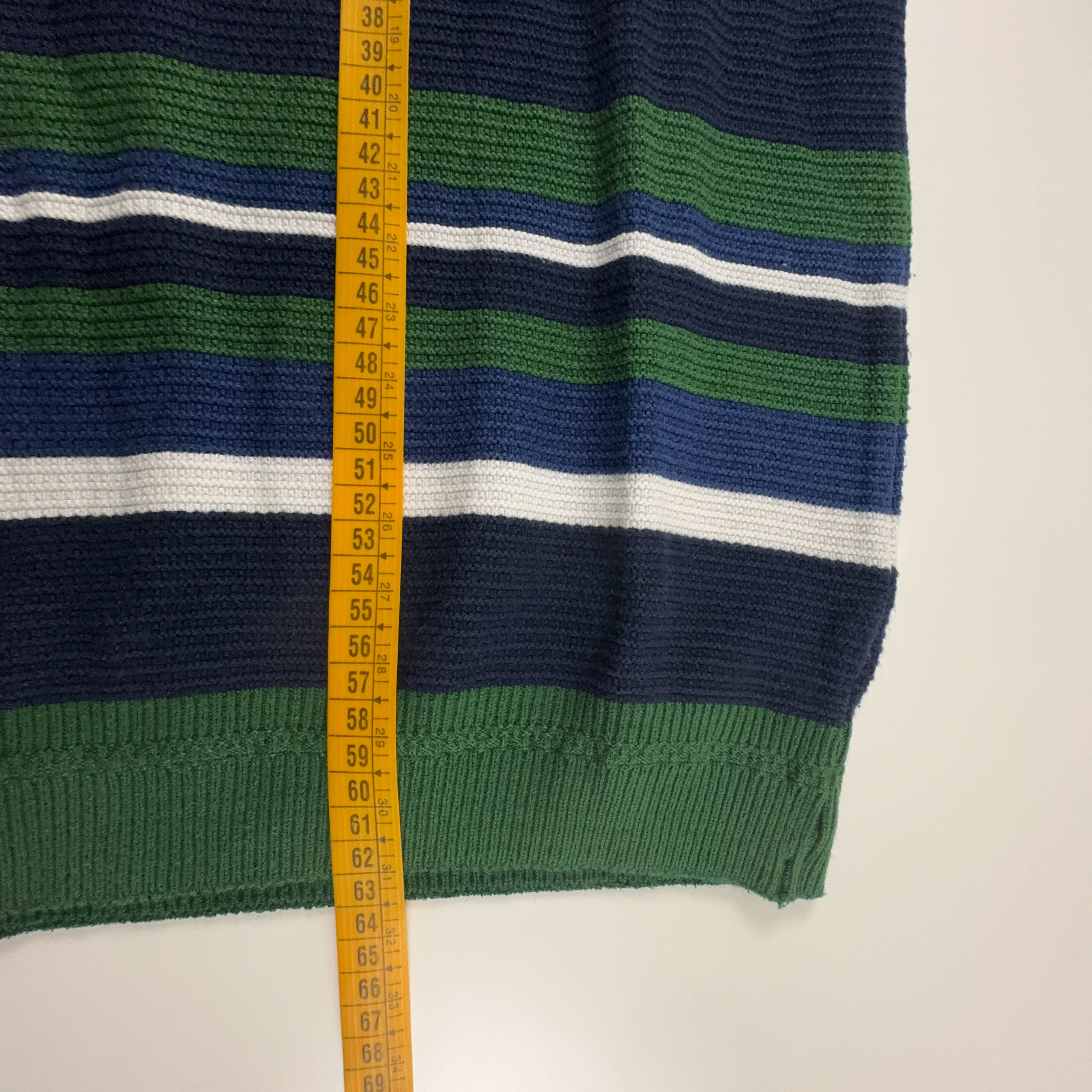 Maglione Lacoste verde blu e bianco a righe a girocollo in cotone - Taglia 5 uomo